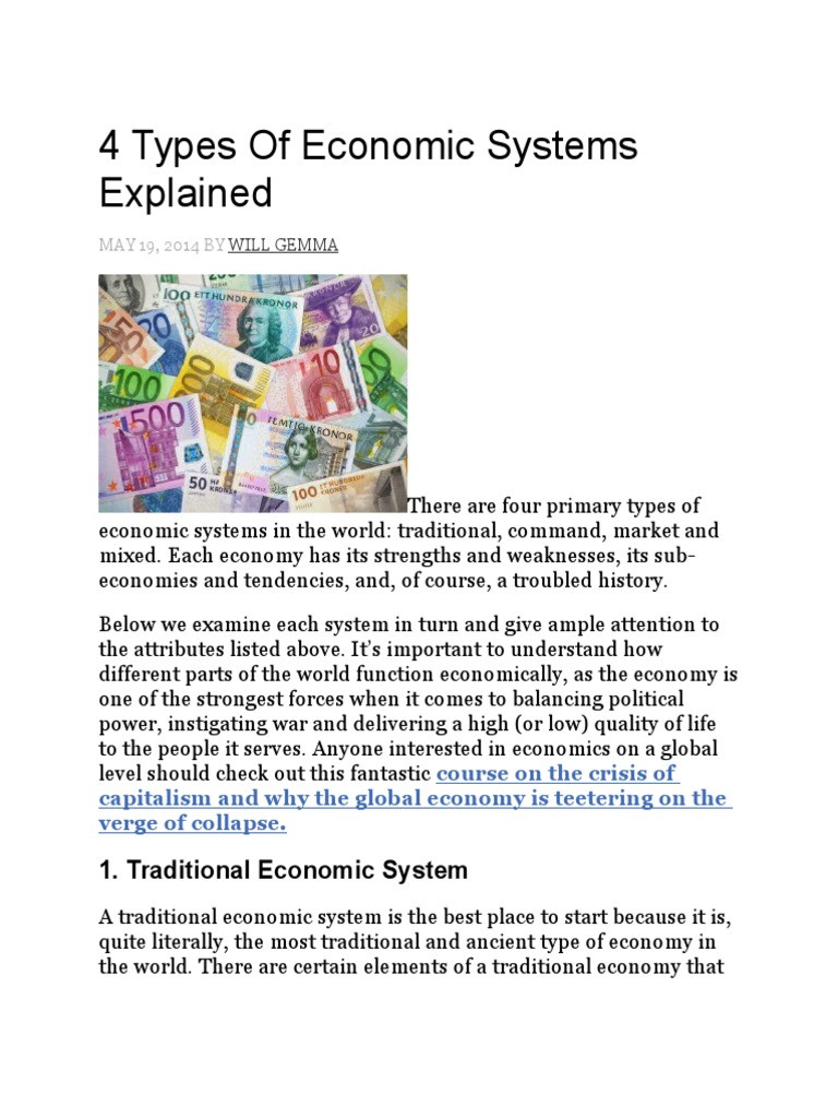 Economic Systems Worksheet Pdf 4 Types Of Economic Systems Explained