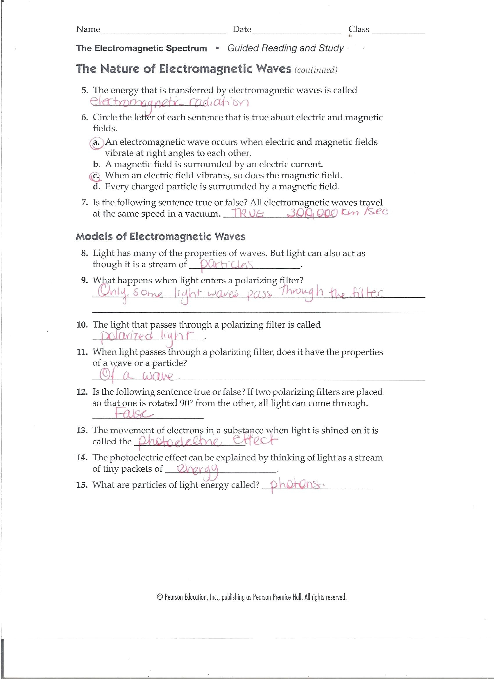 Electromagnetic Spectrum Worksheet High School Overview Waves Worksheet Answers Promotiontablecovers