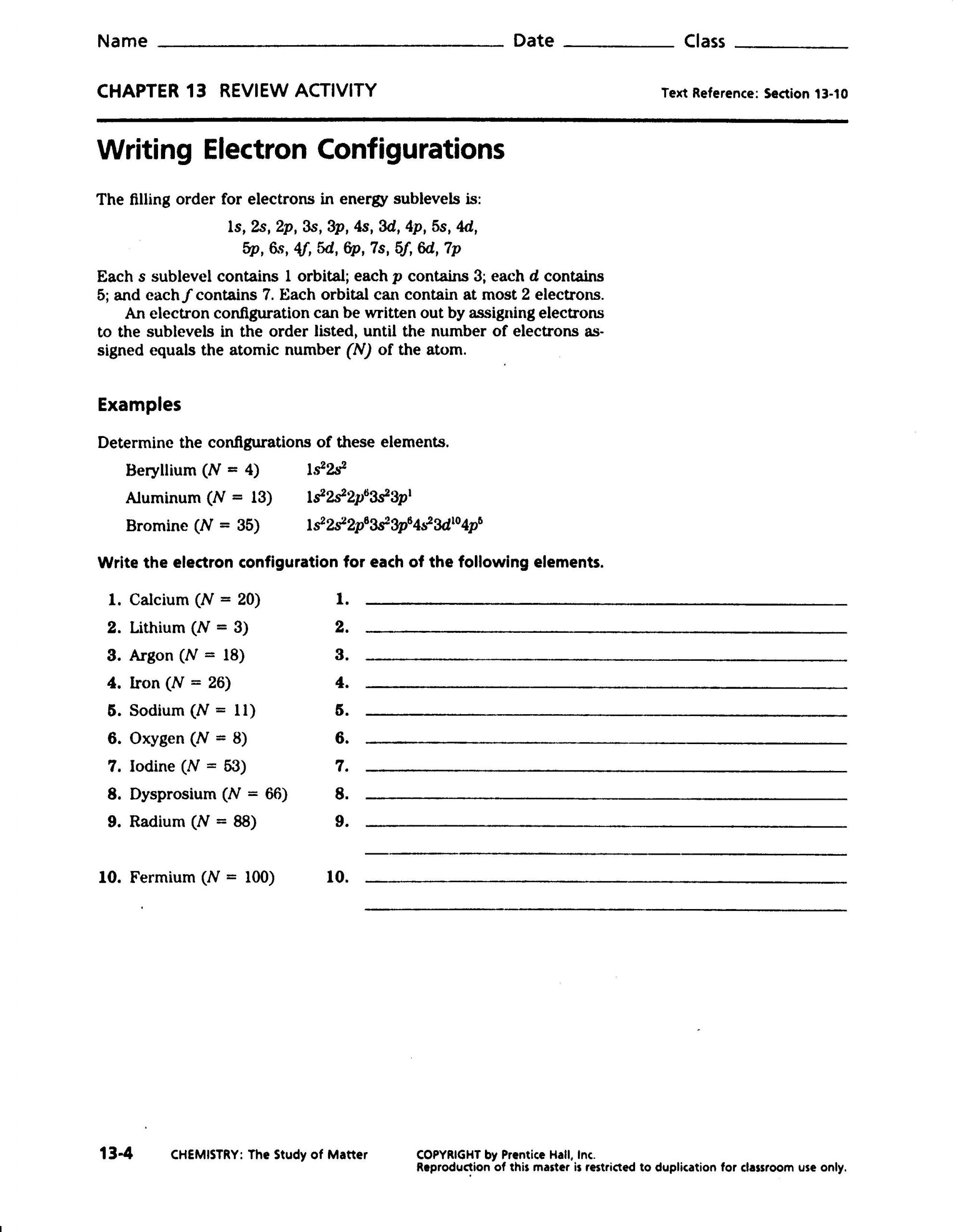 Electron Configuration Worksheet Answers Electron Configuration Worksheet Answers Part A Worksheets