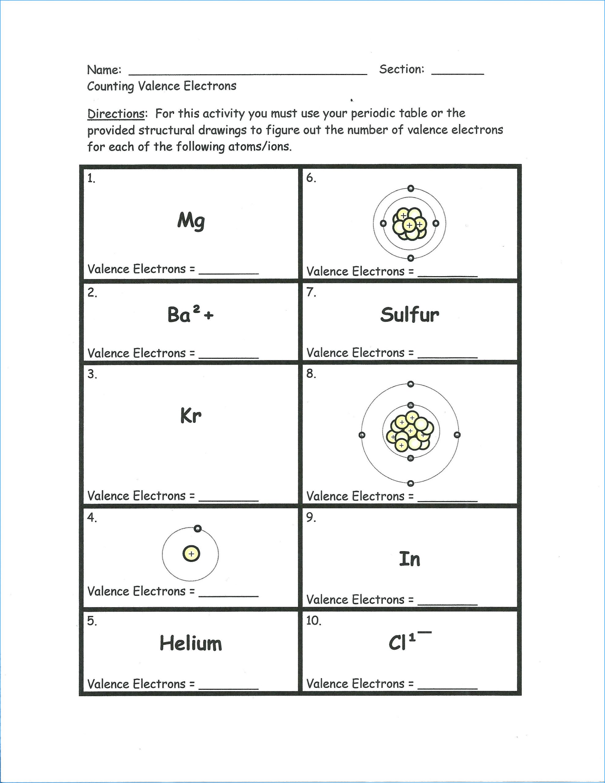 Electron Dot Diagram Worksheet Drawing atoms Worksheet