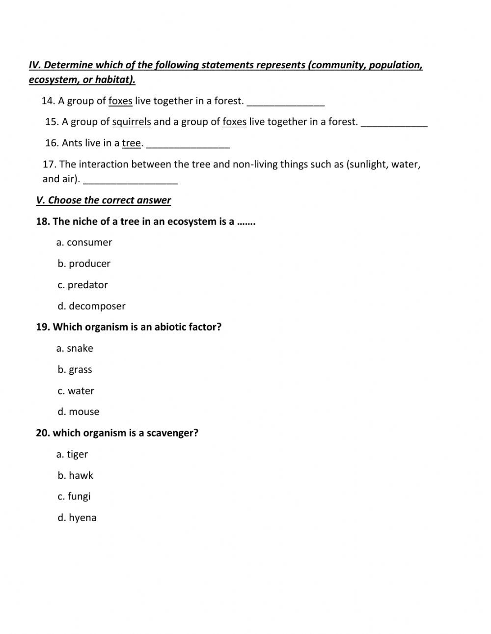 Energy Flow In Ecosystems Worksheet Ch3 L1 What S the Role Of An organism In Its Ecosystem