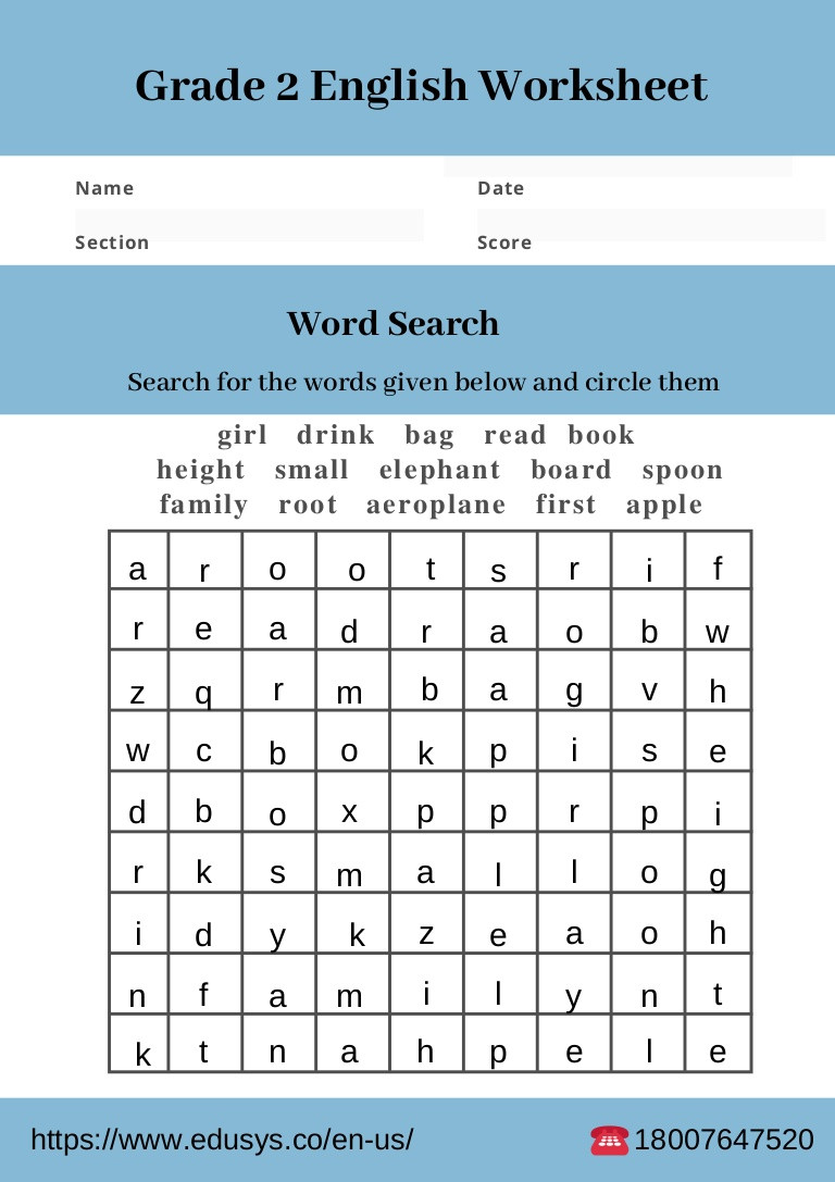 English Worksheet for Grade 2 2nd Grade English Worksheet Free Pdf