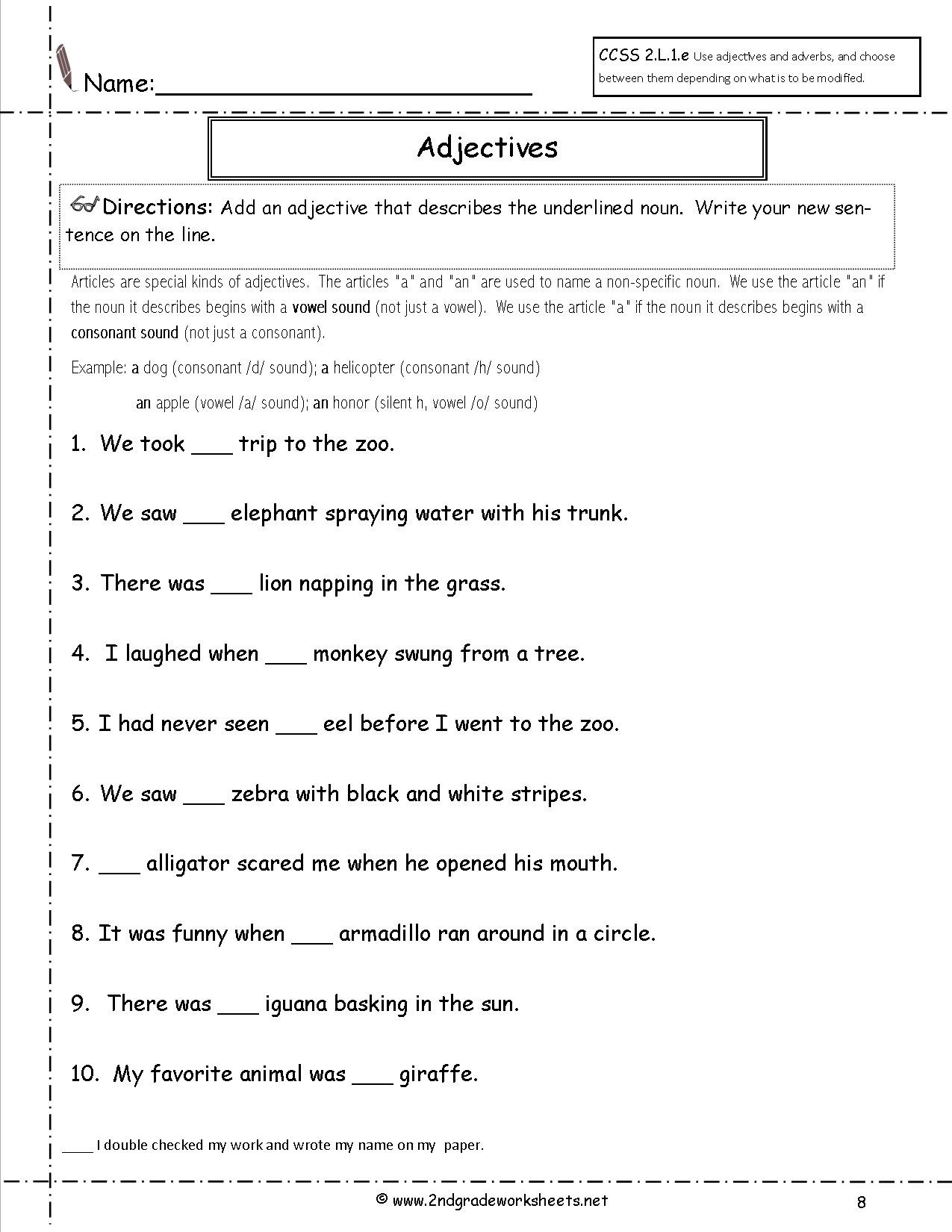 English Worksheet for Grade 2 Free Language Grammar Worksheets and Printouts 2nd Grade