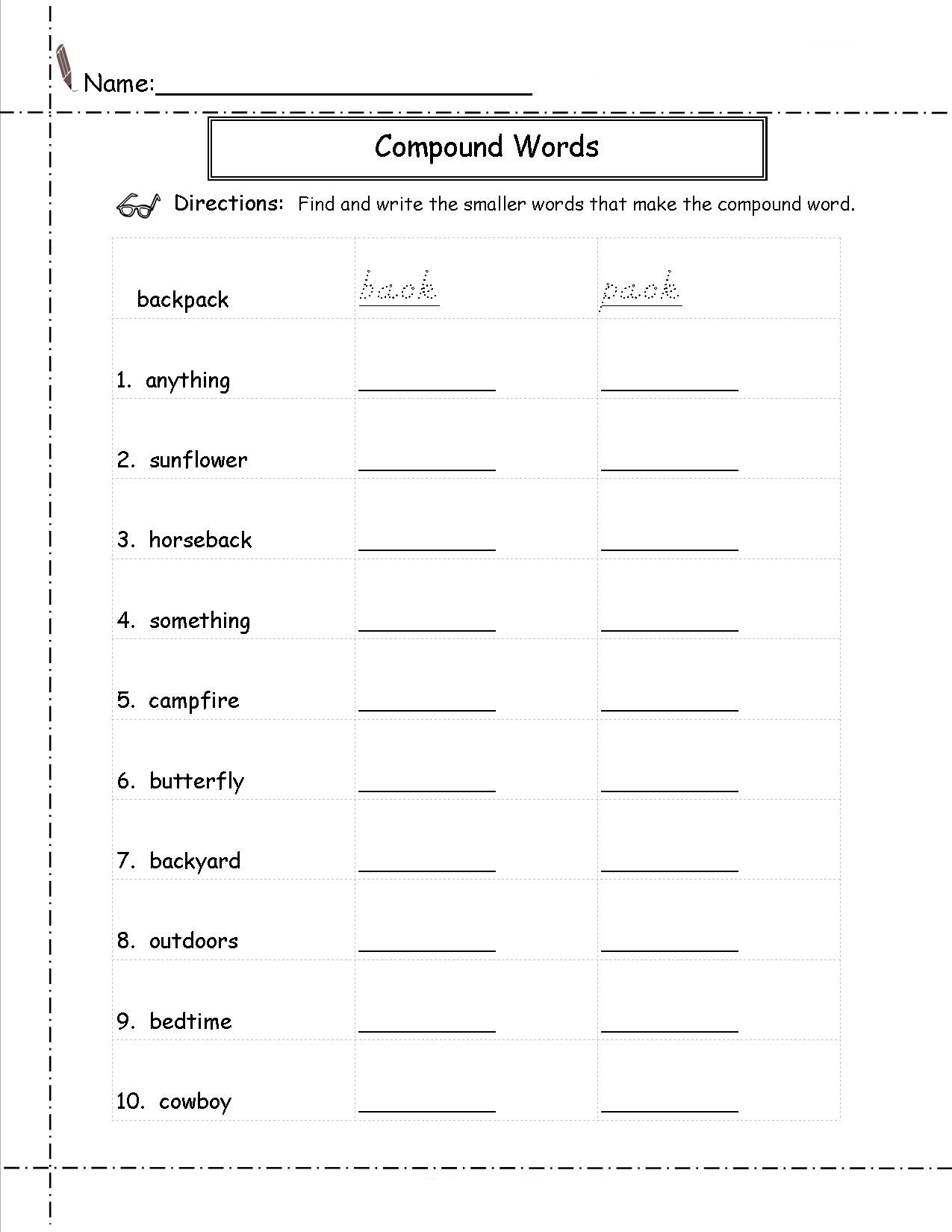 English Worksheet for Grade 2 Math Worksheet 2nd Grade Englishts Pound Words Grammar