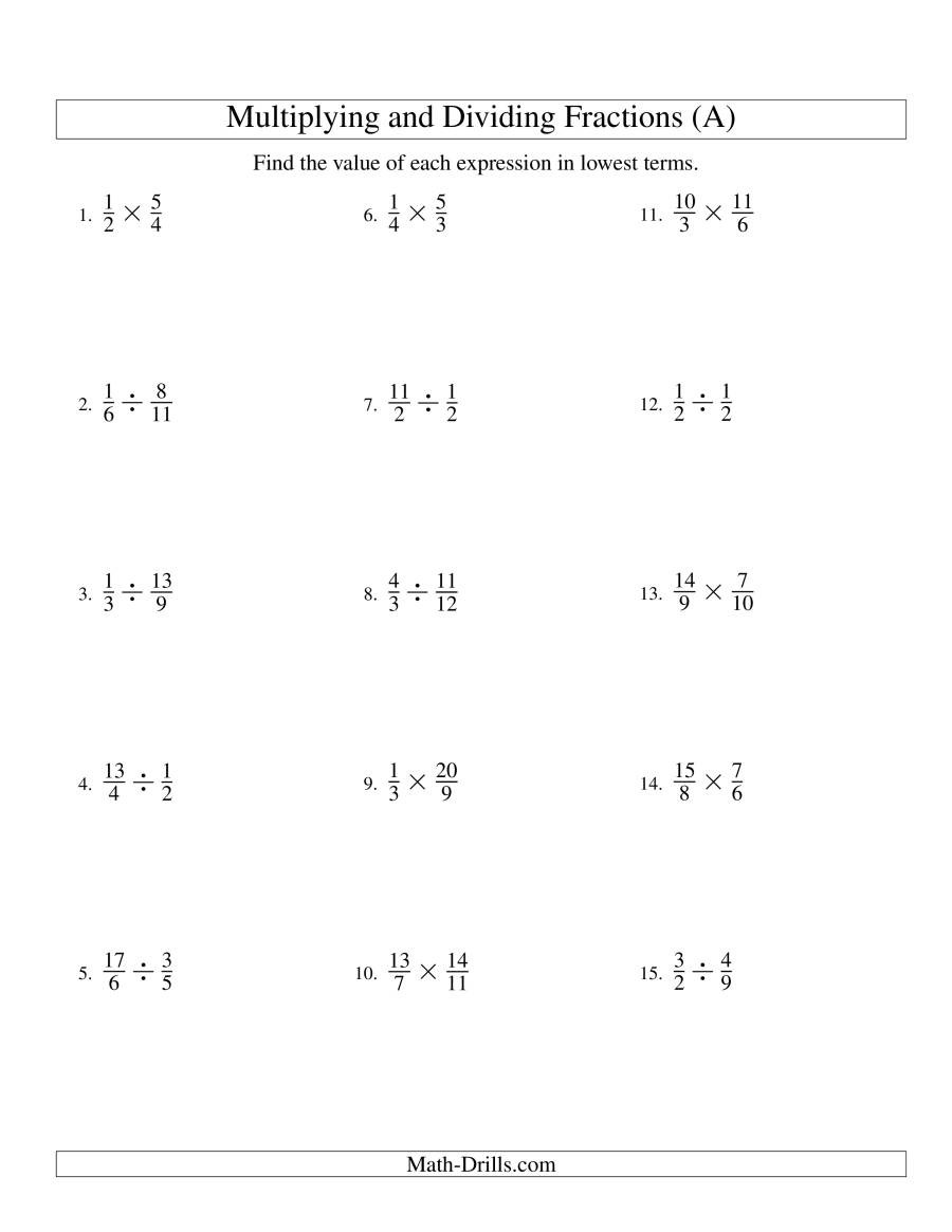 Equations with Fractions Worksheet Multiplying and Dividing Fractions Grade Math Worksheets