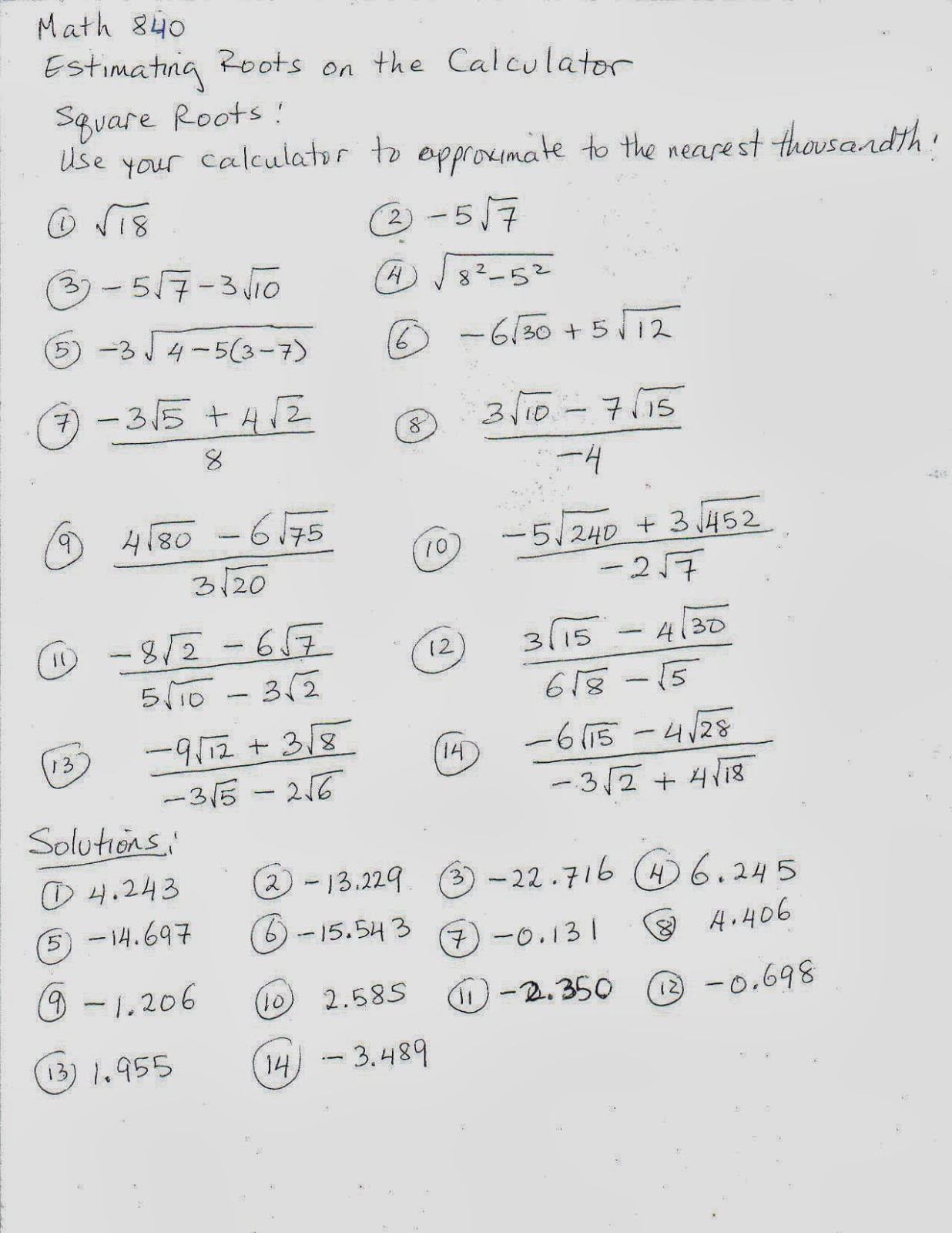 Estimating Square Root Worksheet 28 [ Square Root Worksheets Pdf ]