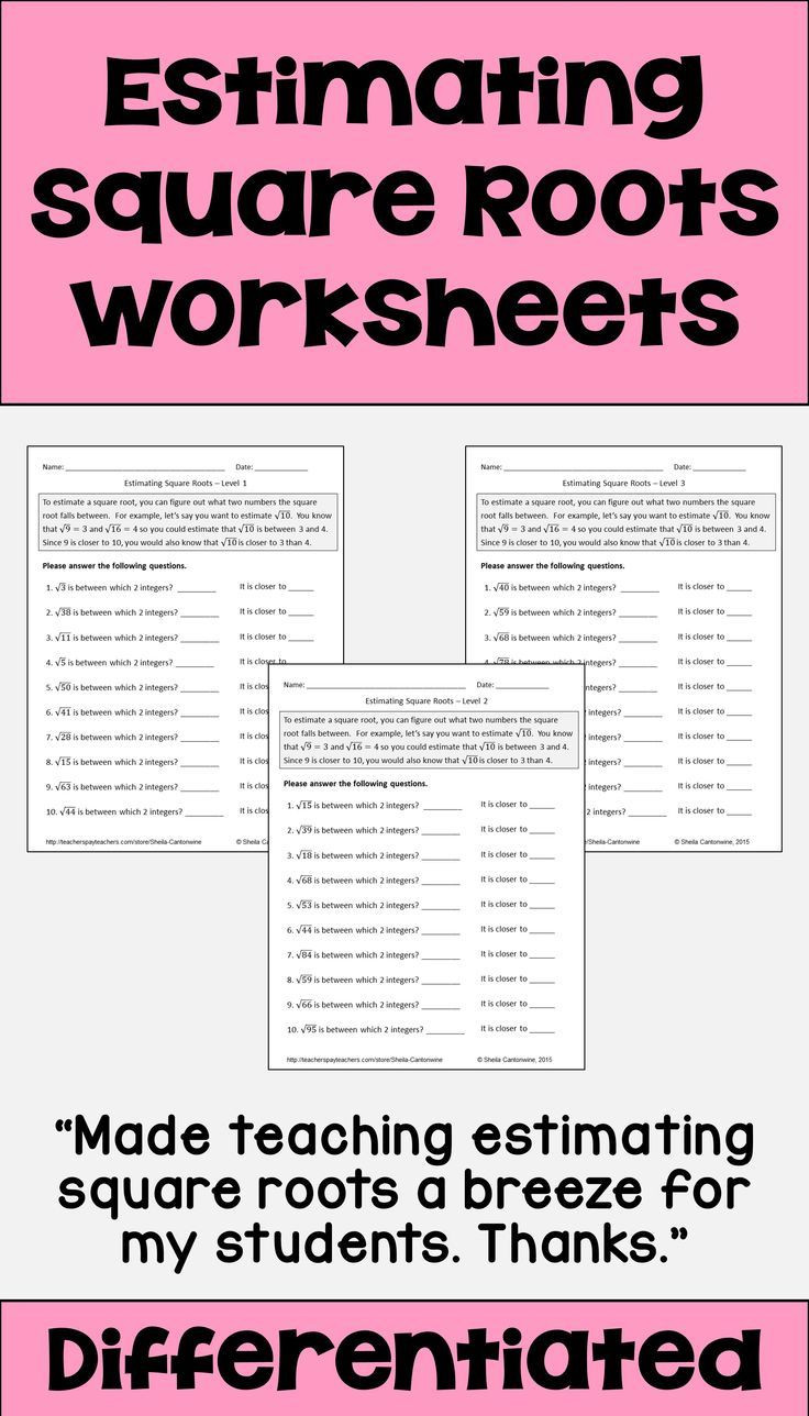 Estimating Square Root Worksheet Estimating Square Roots Differentiated Worksheets