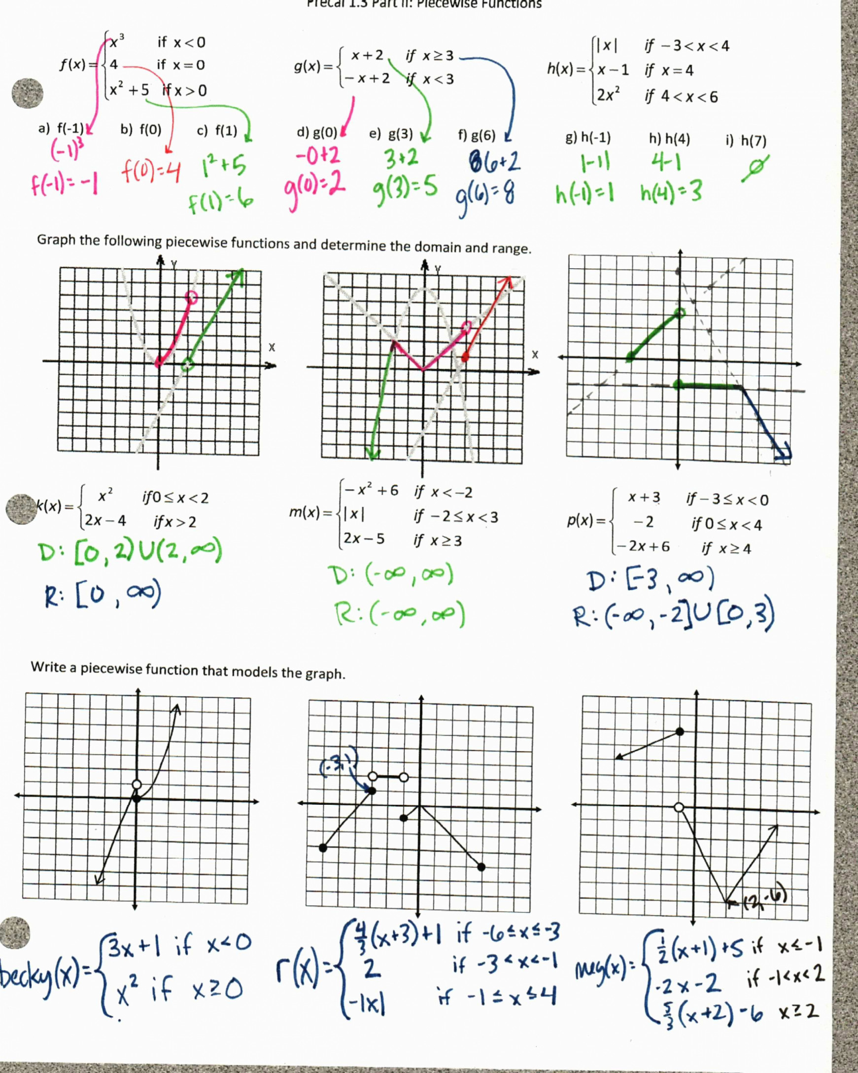 Evaluating Piecewise Functions Worksheet Worksheet Piecewise Functions Algebra 2 Homework