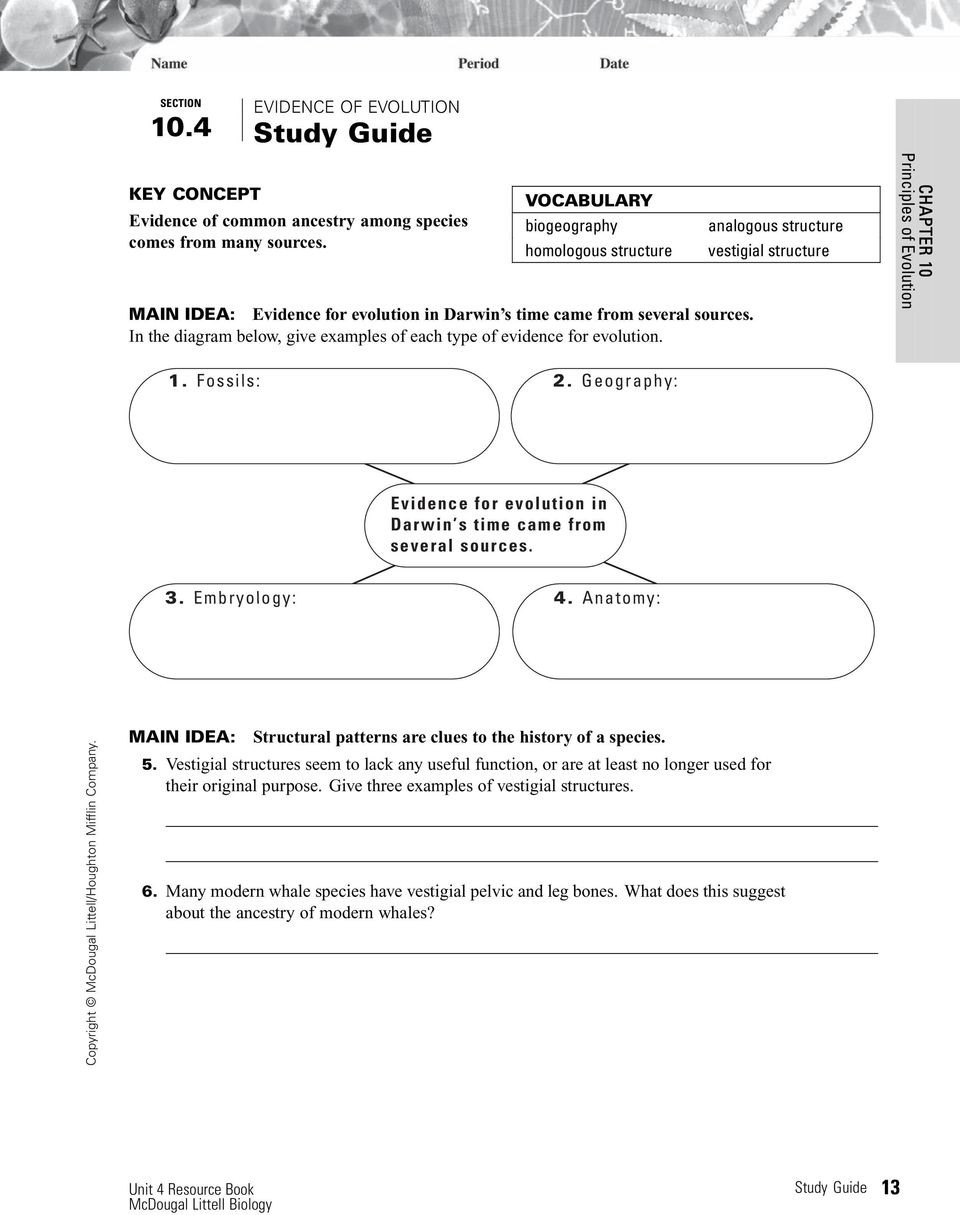 Evidence Of Evolution Worksheet Answers Main Idea Early Scientists Proposed Ideas About Evolution