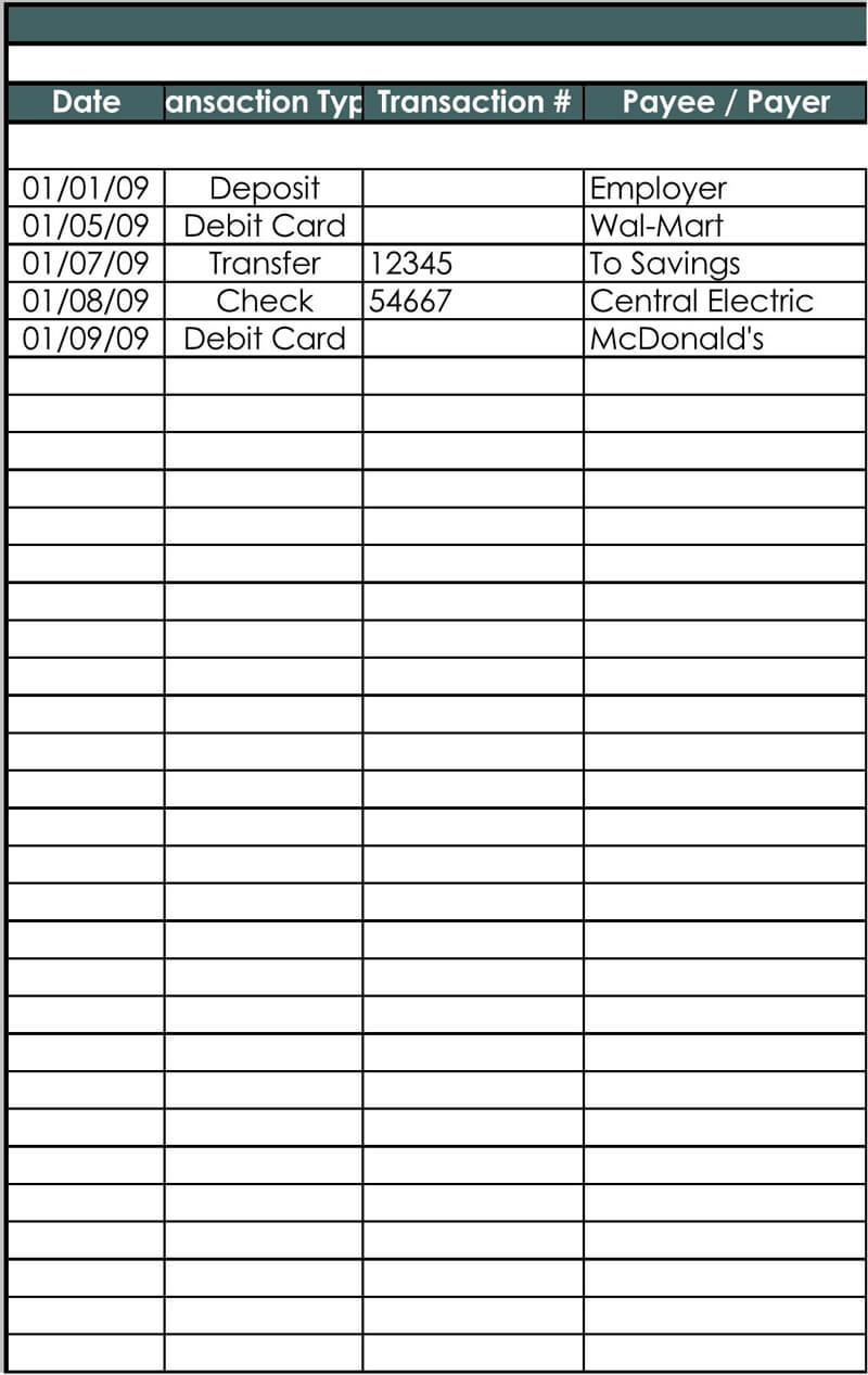 Excel Checkbook Register Budget Worksheet 25 Free Checkbook Register Templates Excel Word