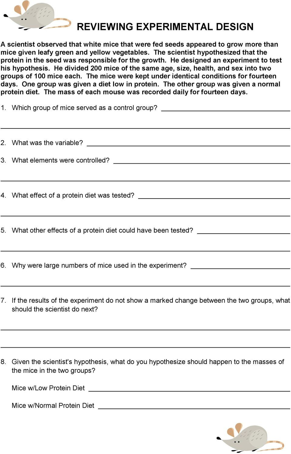 Experimental Design Worksheet Answers the Scientific Method Pdf Free Download