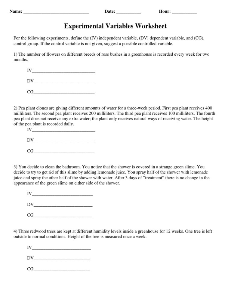 Experimental Variables Worksheet Answers Experimental Variables Worksheet Pdf Experiment
