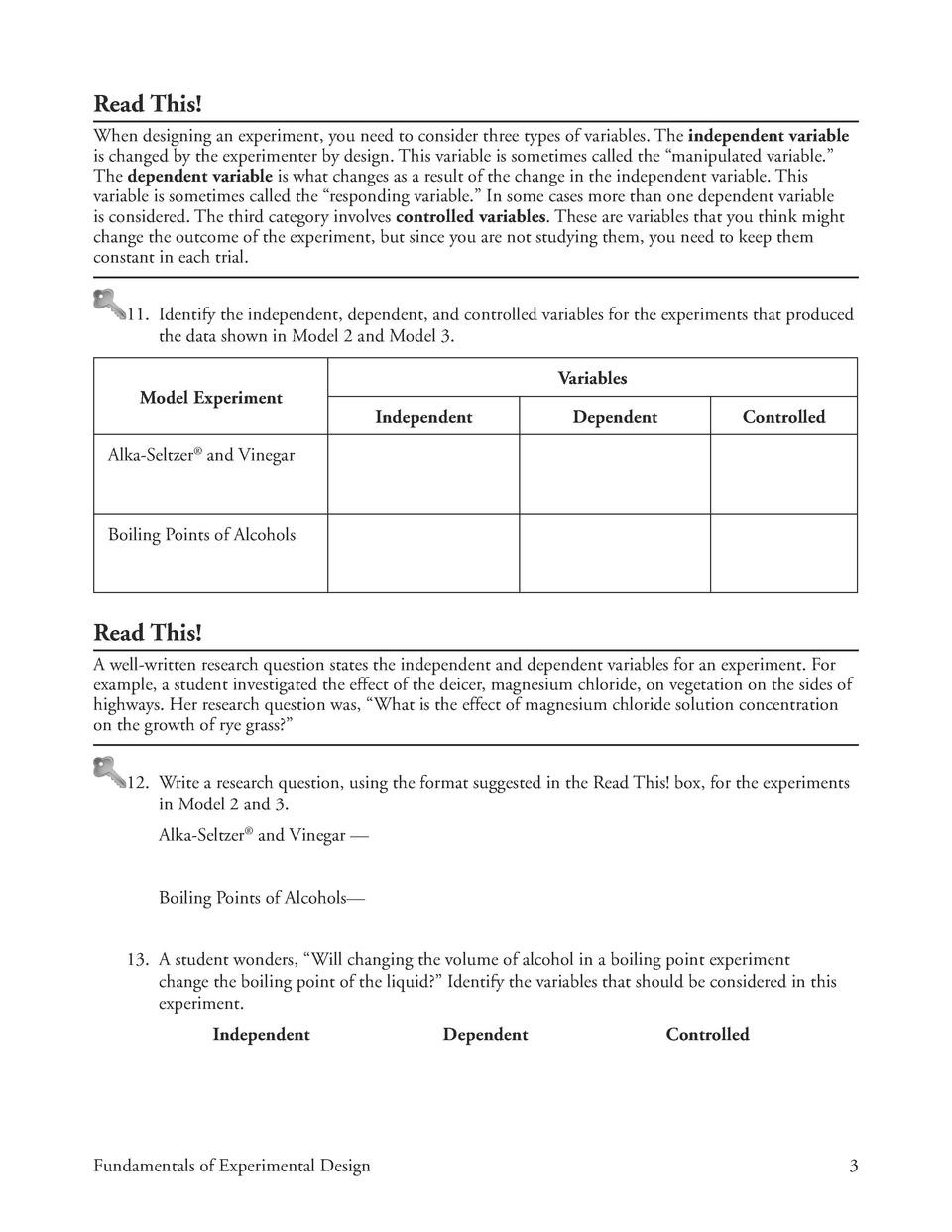 Experimental Variables Worksheet Answers Independent and Dependent Variables Worksheet Middle School