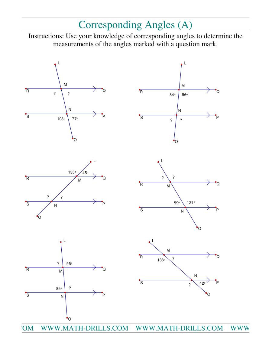 Exterior Angle theorem Worksheet Alternate Corresponding and Co Interior Angles Worksheet