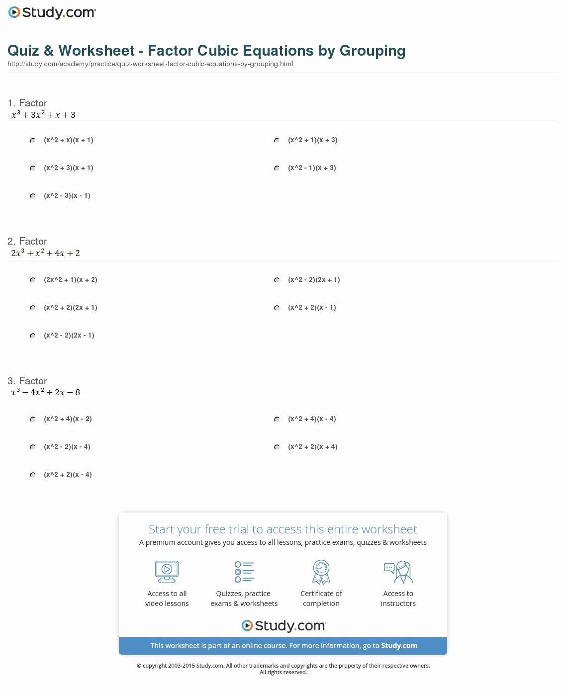 Factoring by Grouping Worksheet Answers Pin On Customize Design Worksheet Line