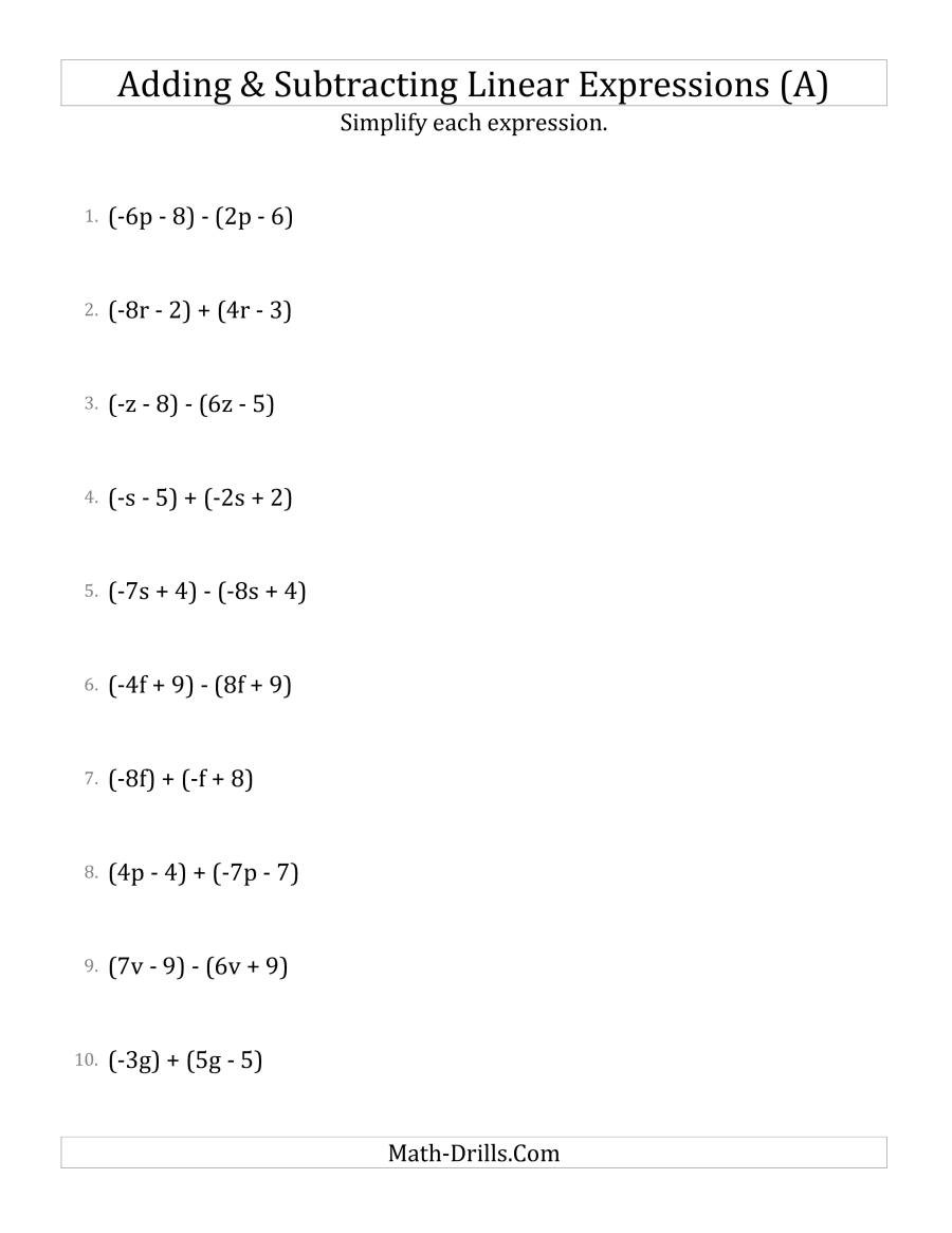 Factoring Linear Expressions Worksheet Copy Adding Linear Expressions Lessons Tes Teach