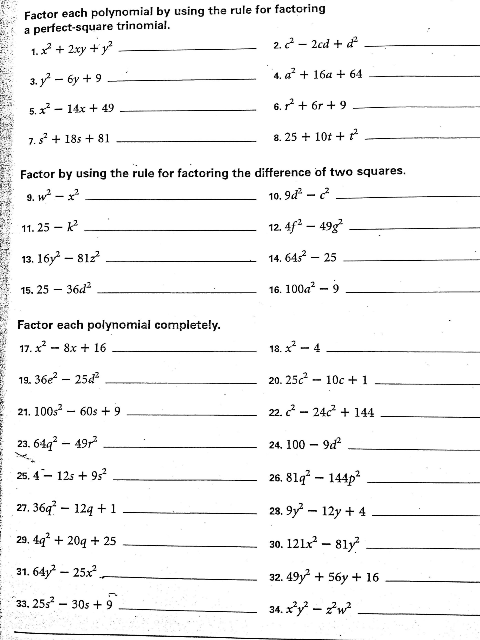 Factoring Quadratic Trinomials Worksheet Factoring Tricky Trinomials Worksheet