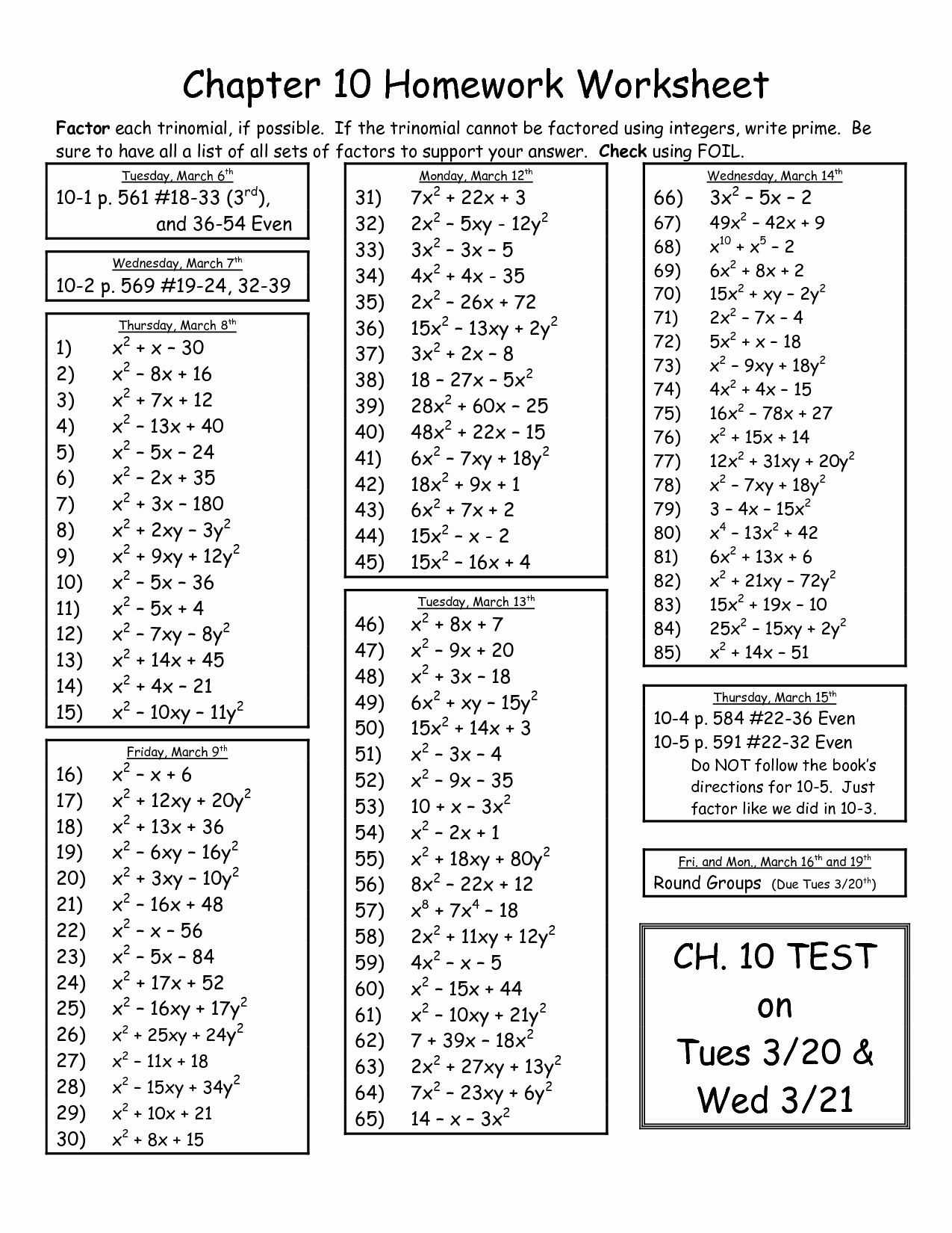 Factoring Trinomials Worksheet Answers 50 Factoring Trinomials Worksheet Answers In 2020