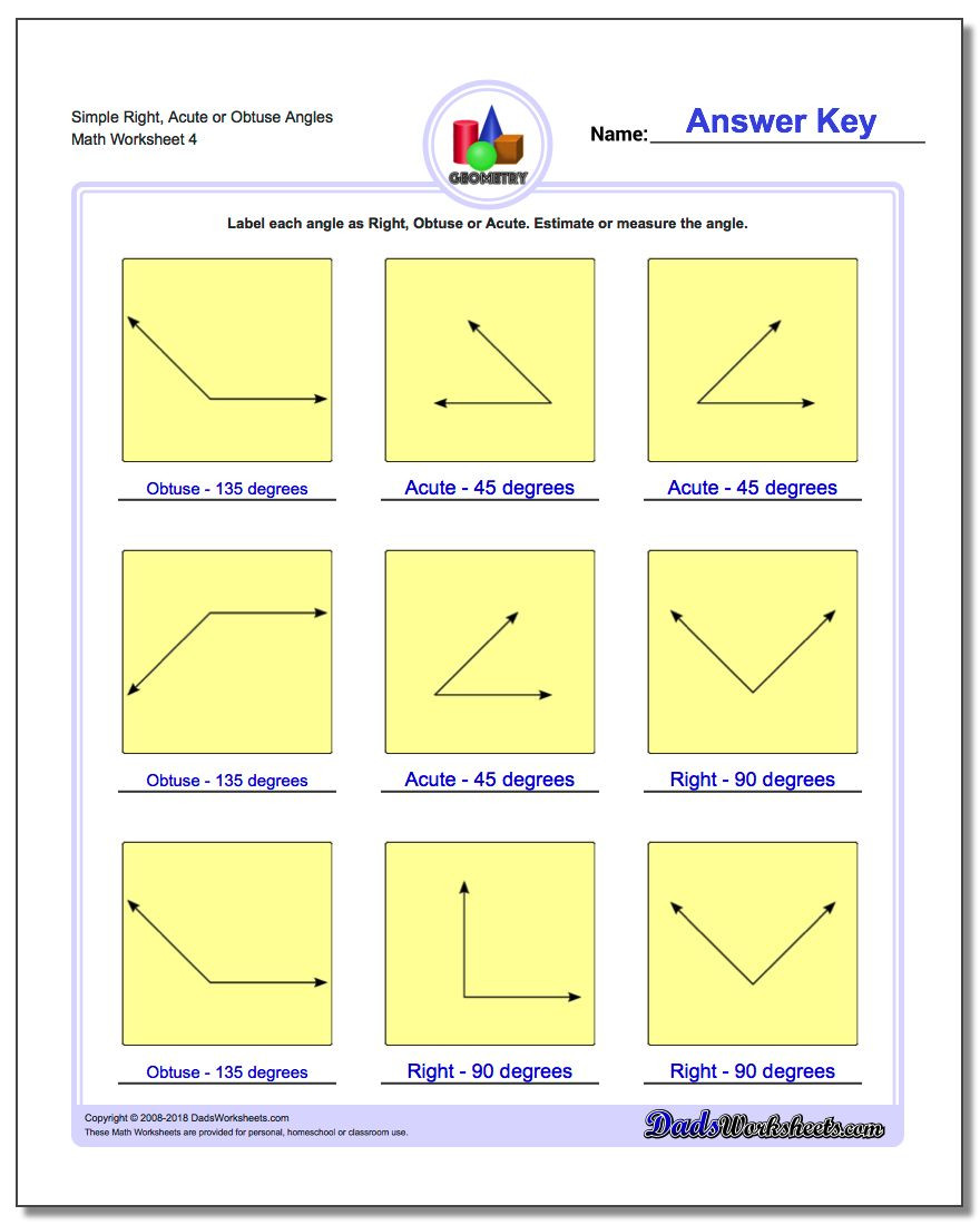 Find the Missing Angle Worksheet Angles Right Obtuse Acute