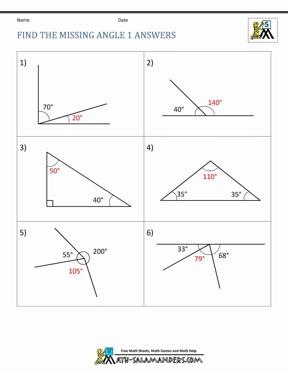 Find the Missing Angle Worksheet Finding Missing Angles Worksheet Unique 5th Grade Geometry