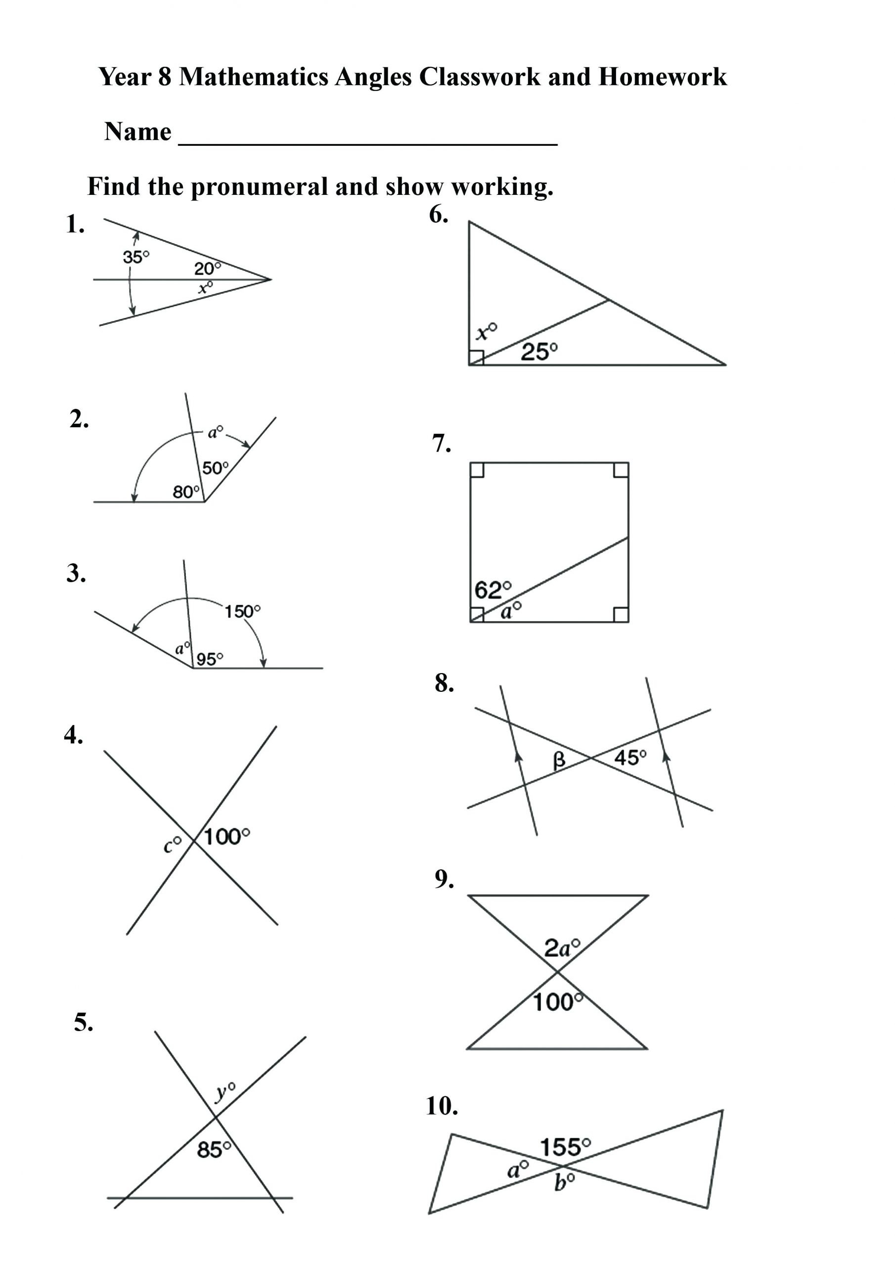 Find the Missing Angle Worksheet Measuring Angles Worksheet Math Worksheets Geometry Year