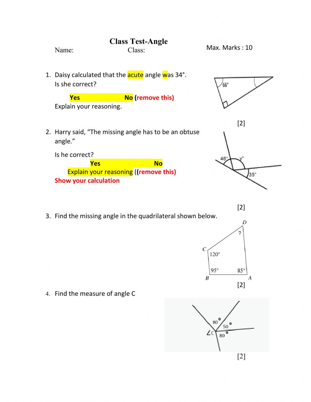 Finding Angle Measures Worksheet Angles Interactive Worksheet