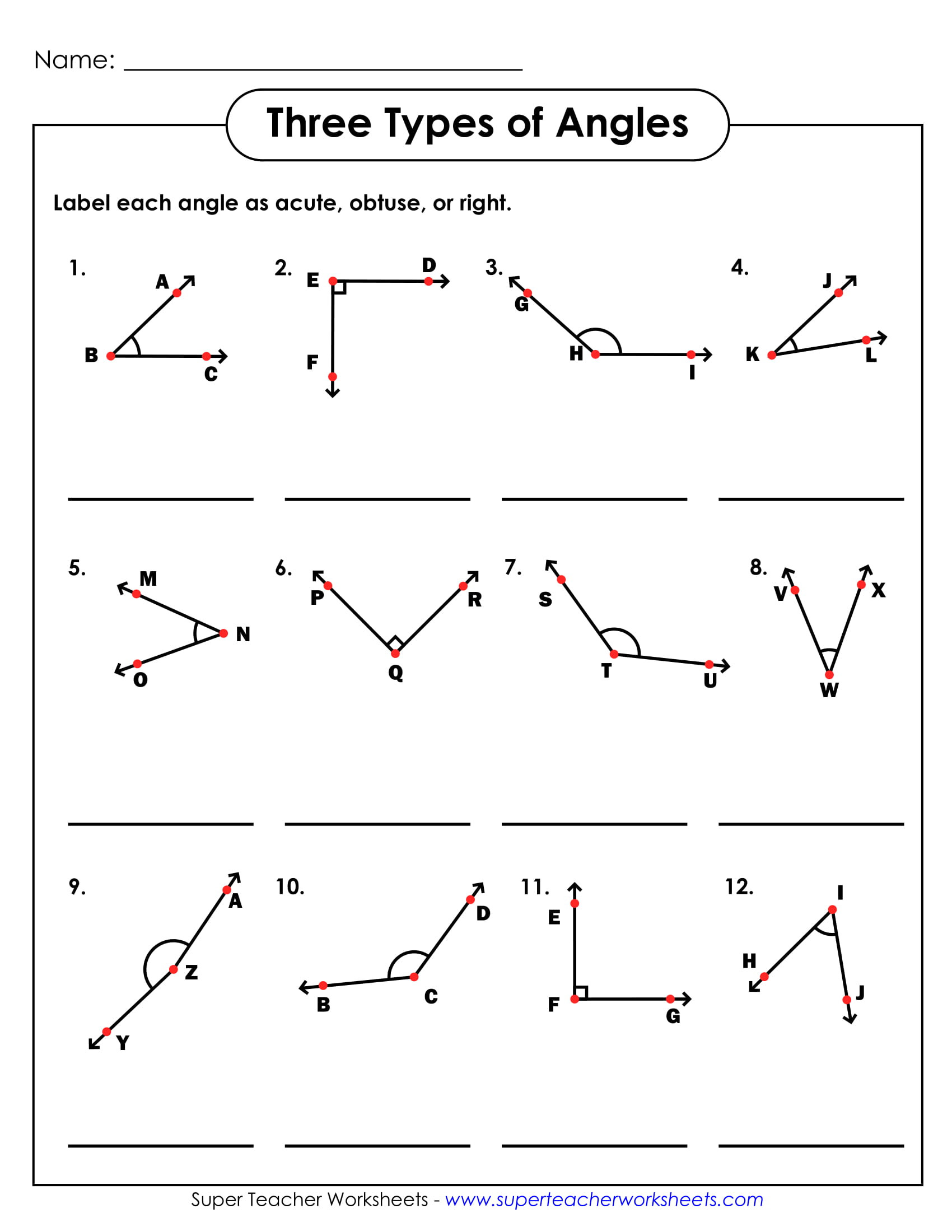 Finding Angle Measures Worksheet Angles Worksheet Search