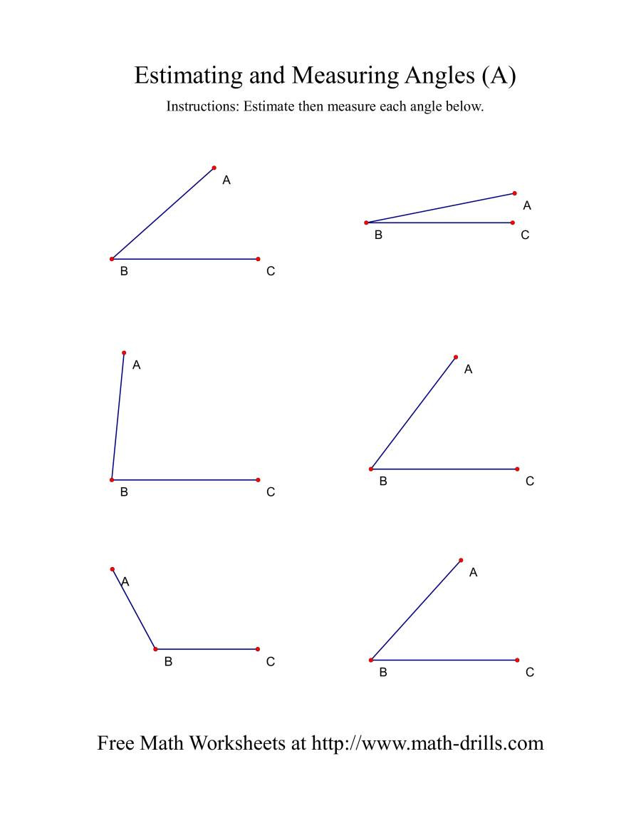 Finding Angle Measures Worksheet Measuring Angles A