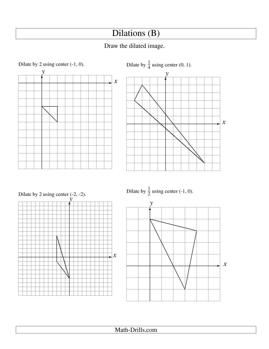 Finding Scale Factor Worksheet the Dilations Using Various Centers Math Worksheet 8th Grade