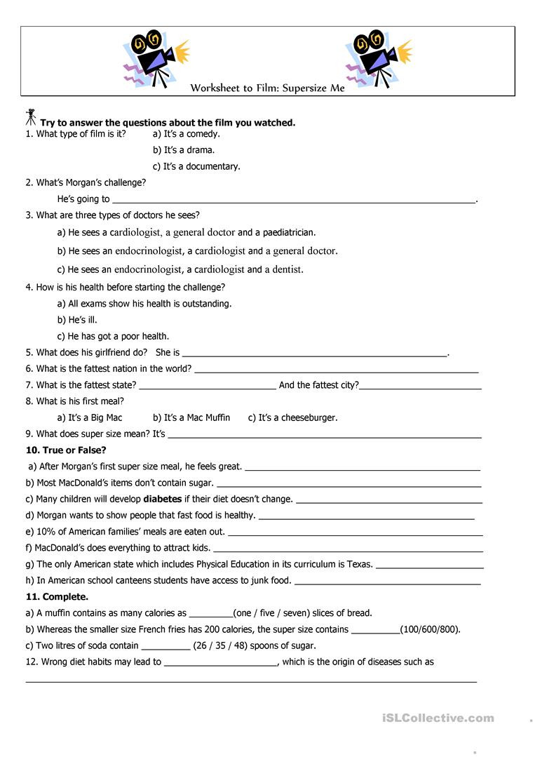 Food Inc Movie Worksheet Answers Super Size Me Worksheet Answers Promotiontablecovers