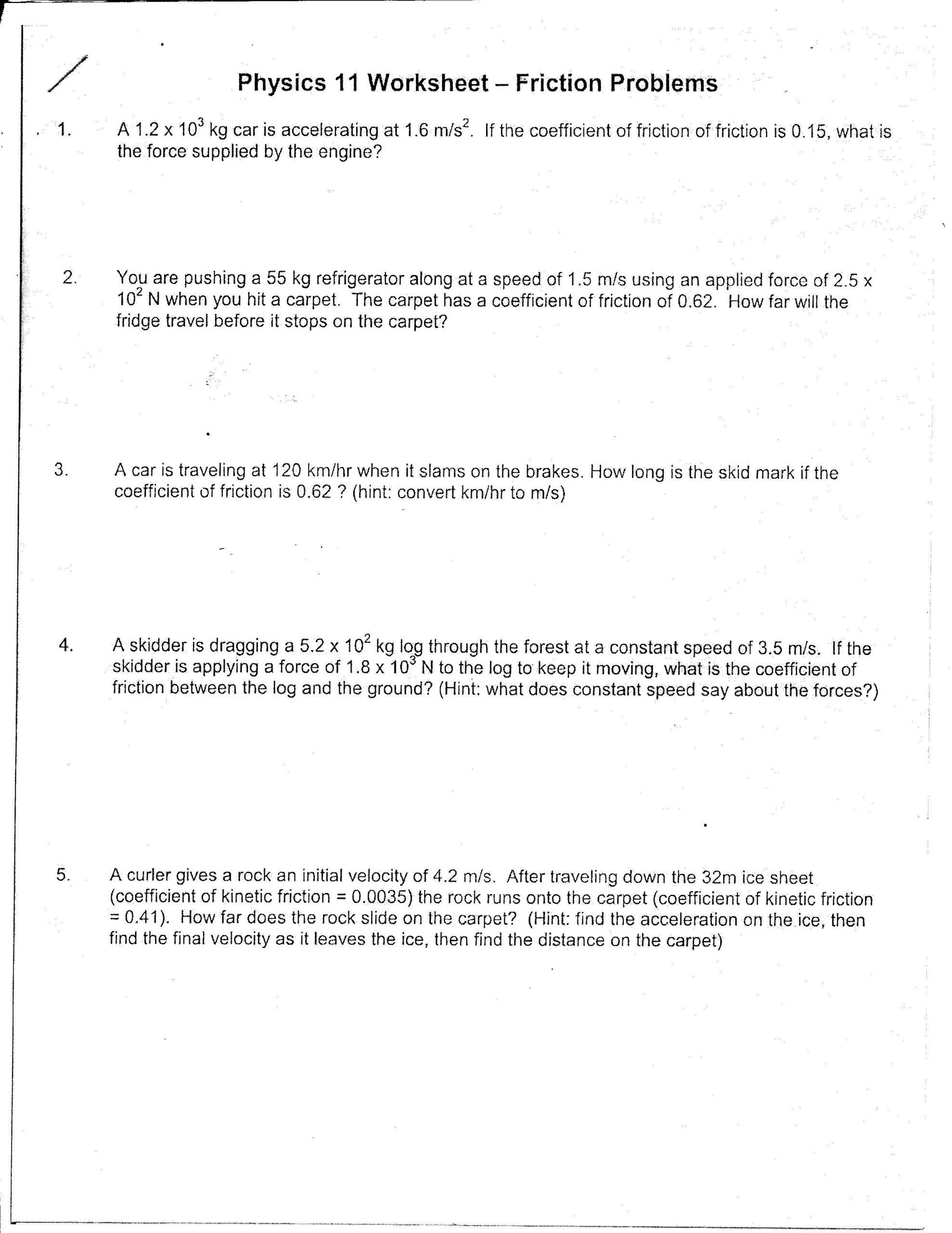 Forces Worksheet 1 Answer Key Physics 11 2017 force Worksheets