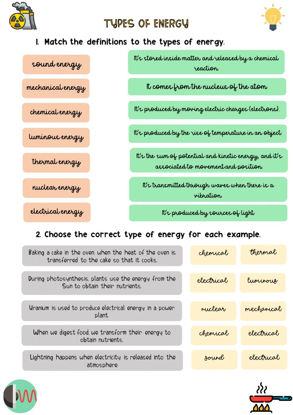 Forms Of Energy Worksheet Answers Types Of Energy Interactive Worksheet