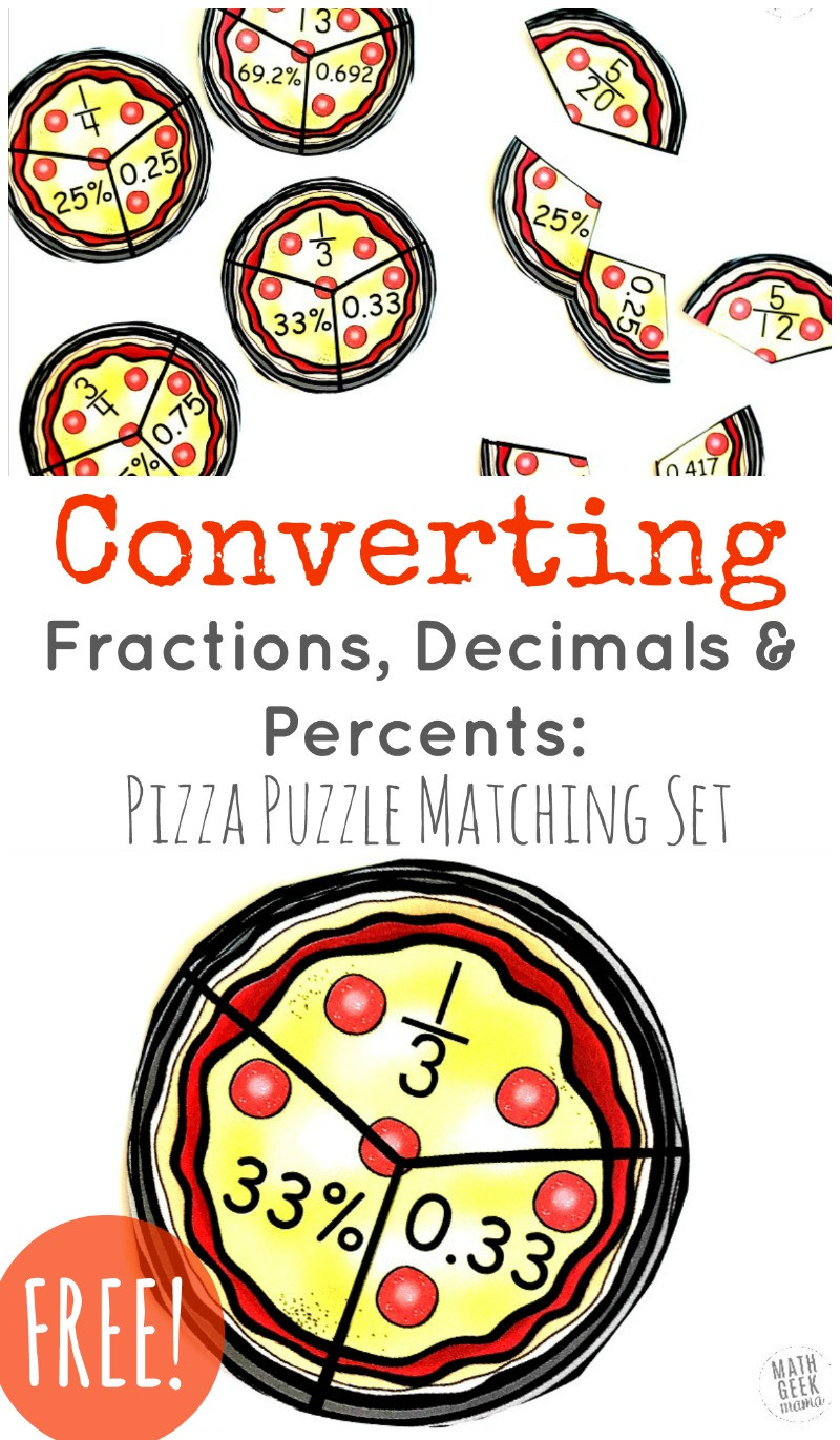 Fraction Decimal Percent Conversion Worksheet Convert Fractions to Decimals &amp; Percents Free Puzzles