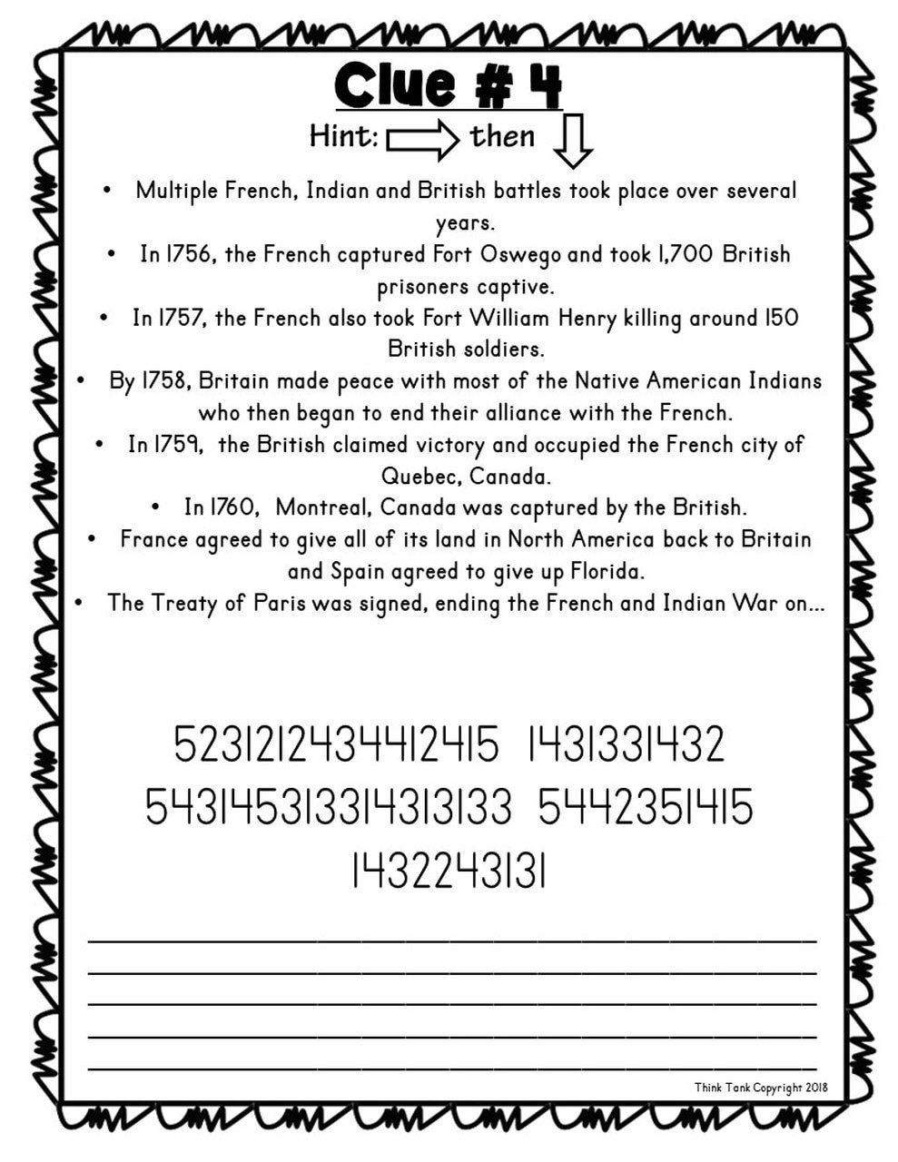 French and Indian War Worksheet French and Indian War Escape Room
