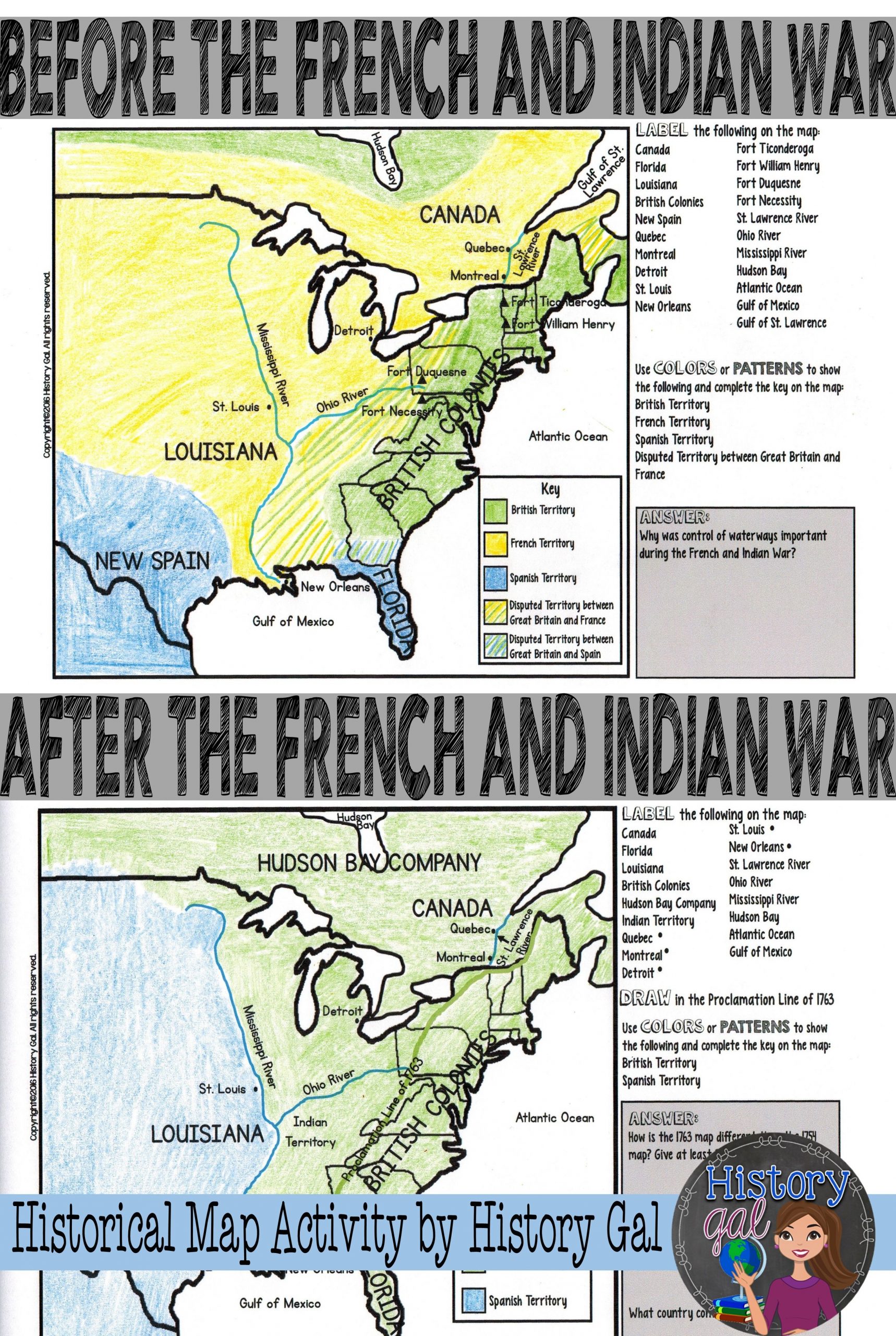 French and Indian War Worksheet This French and Indian War Map Activity Will Help Students