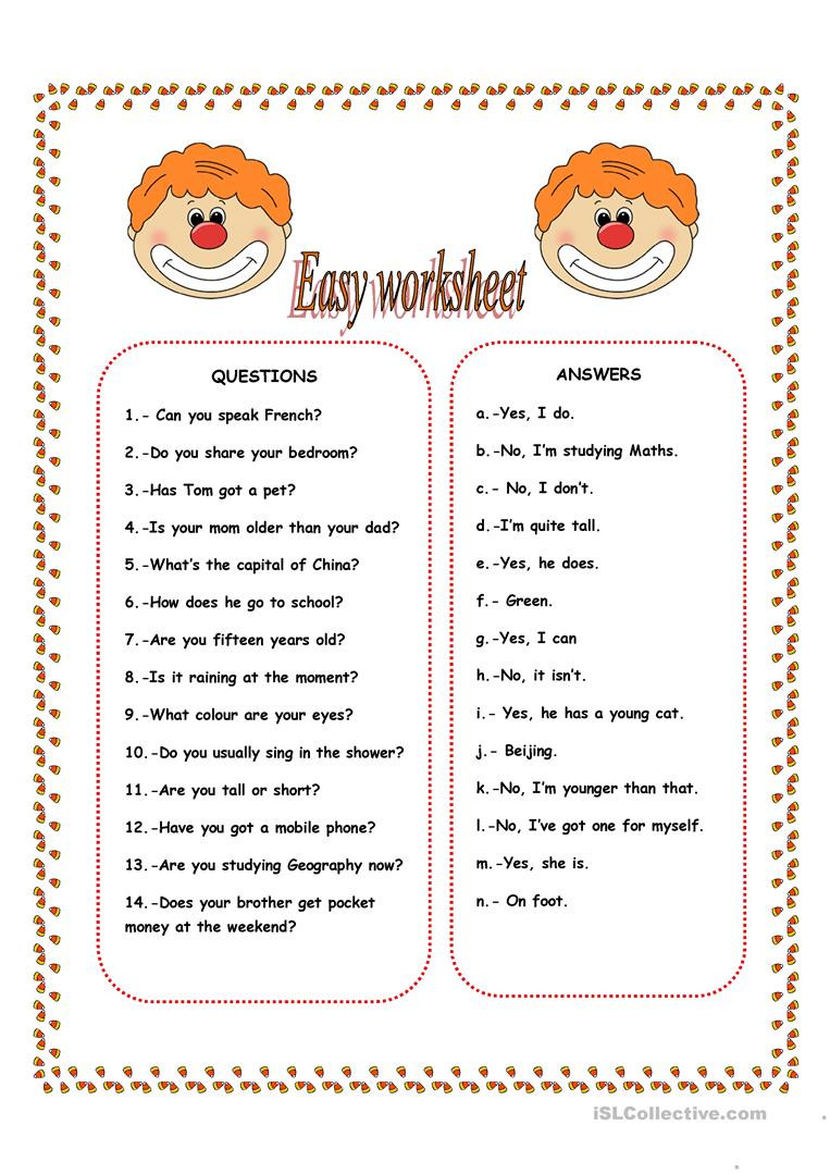 French Worksheet for Kids An Easy Worksheet English Esl Worksheets for Distance