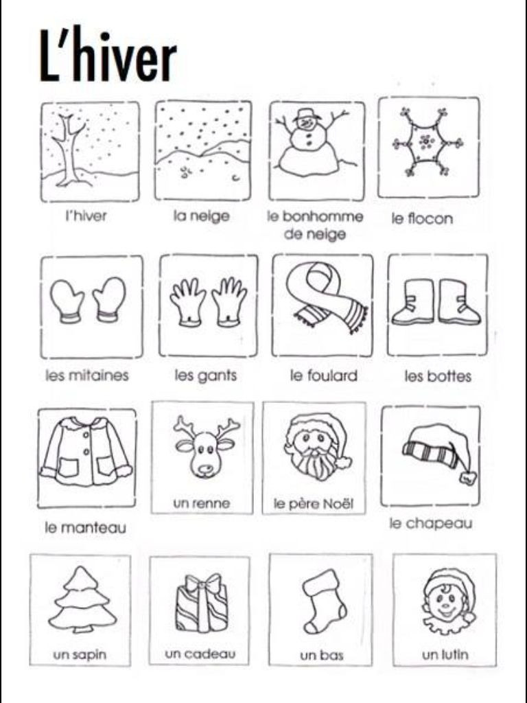 French Worksheet for Kids Le Vocab L Hiver Ii