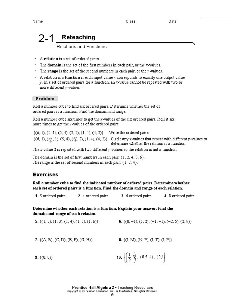 Functions and Relations Worksheet Relations and Functions Worksheet