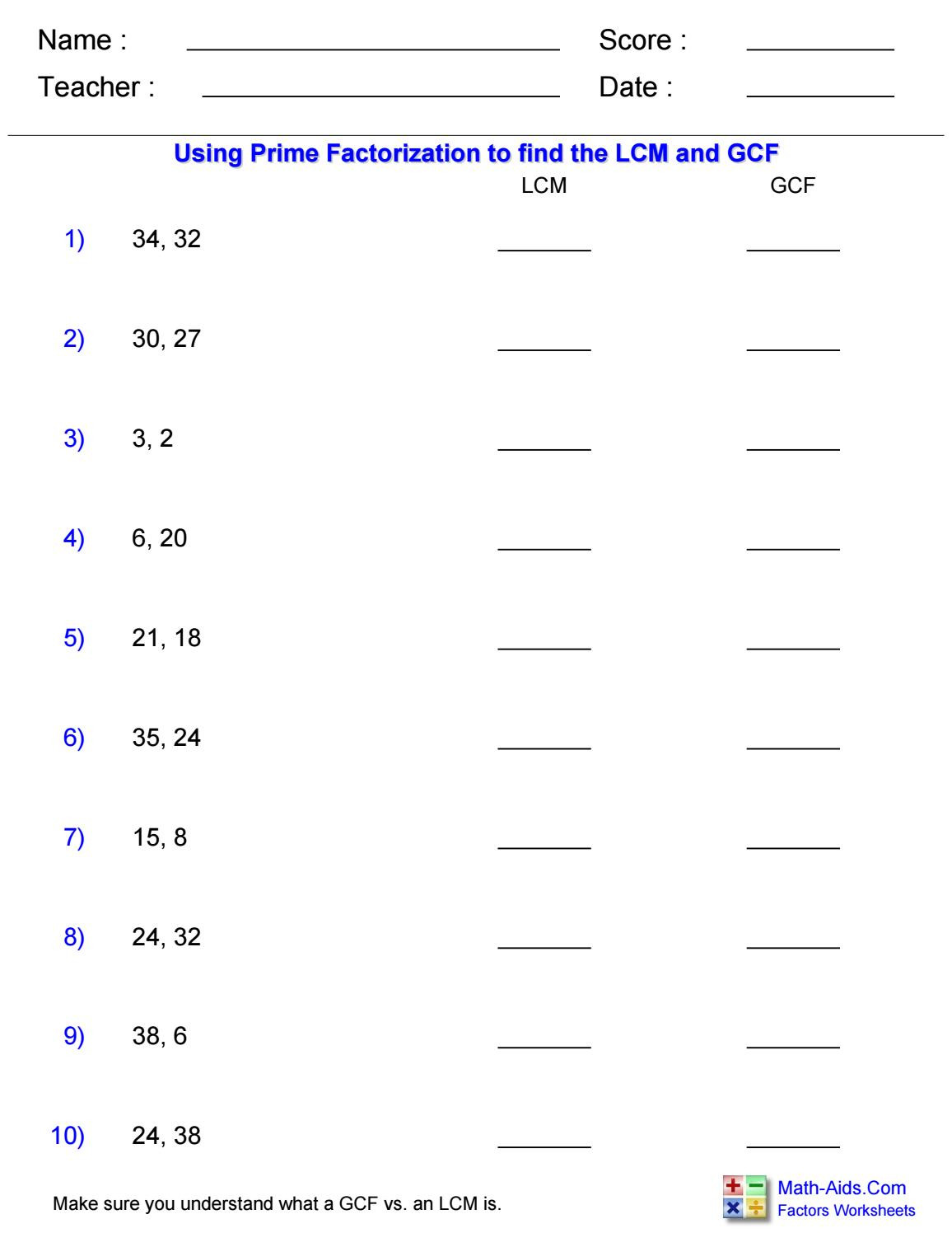 Gcf and Lcm Worksheet Lcms and Gcfs by Rebecca Walker asm West ashley issuu