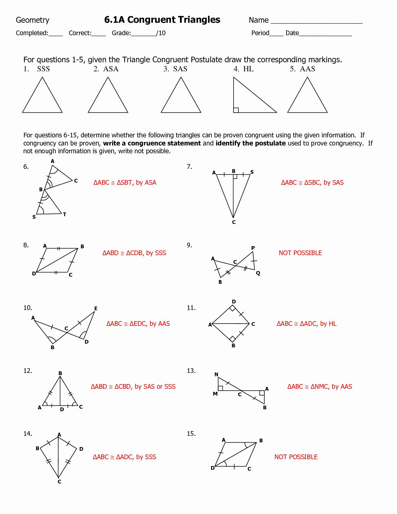 Geometric Proofs Worksheet with Answers 50 Congruent Triangles Worksheet with Answer In 2020 with