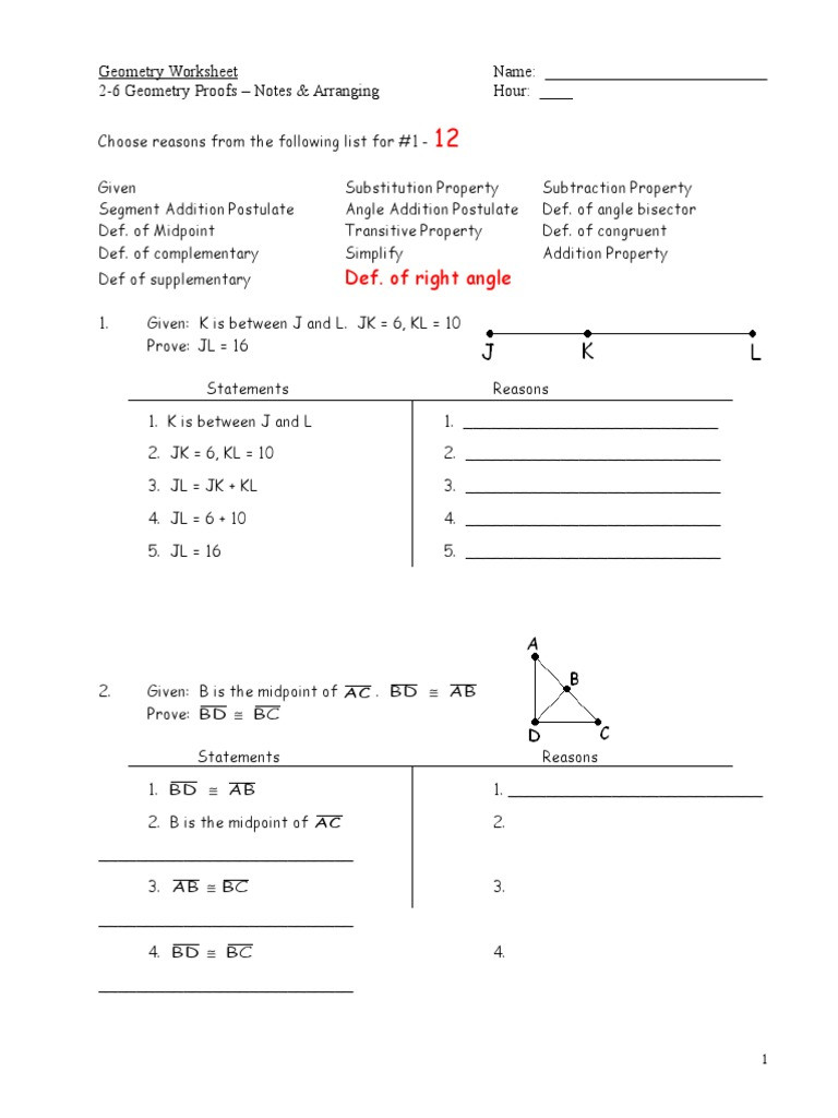 Geometric Proofs Worksheet with Answers Geometry Proofs Trigonometry