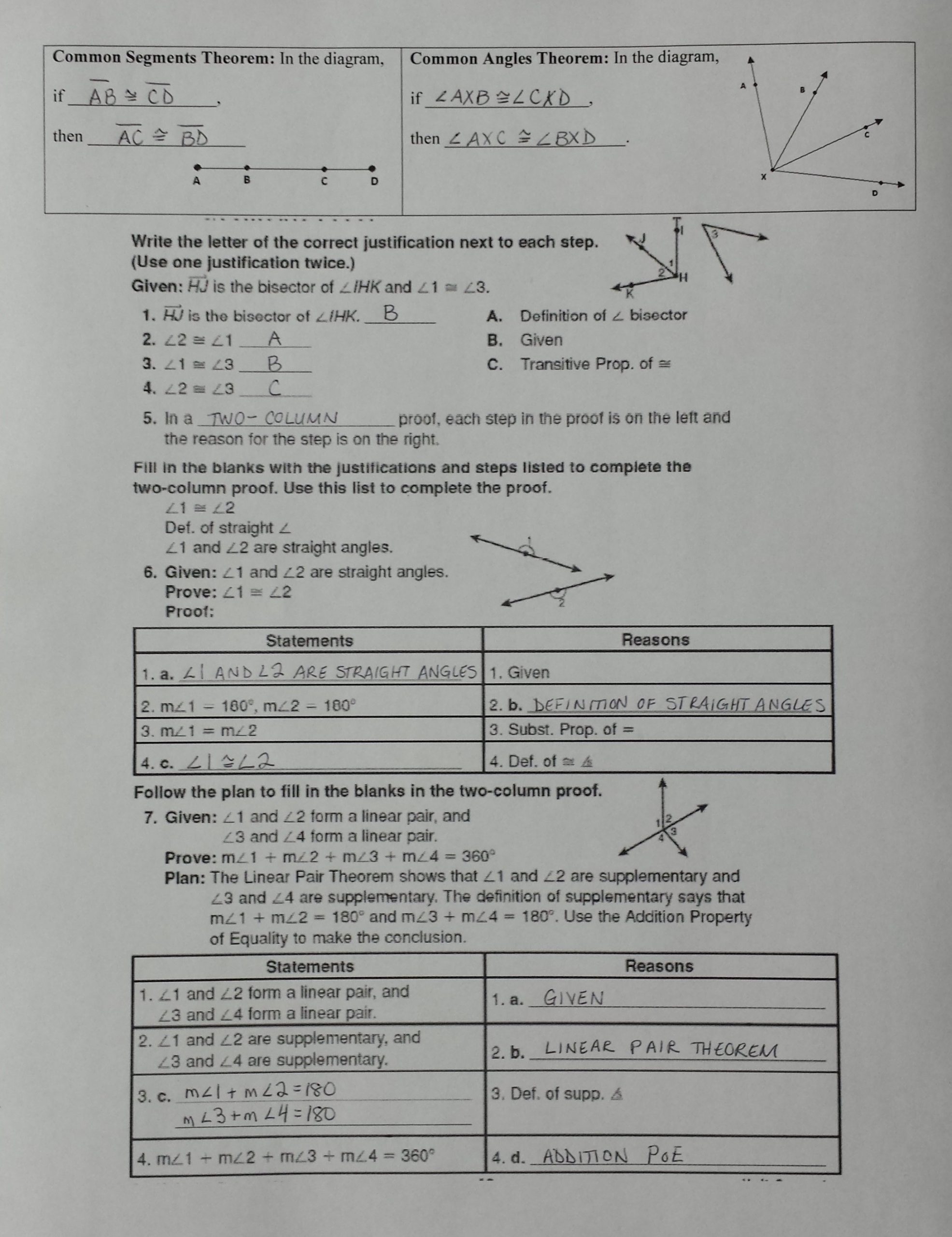 Geometric Proofs Worksheet with Answers Geometry Proofs Worksheets with Answers