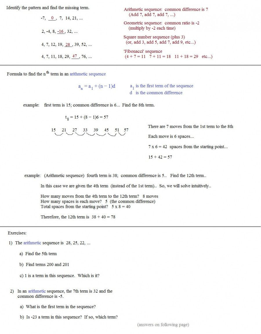 Geometric Sequences Worksheet Answers Arithmetic Sequences and Series Worksheet Promotiontablecovers