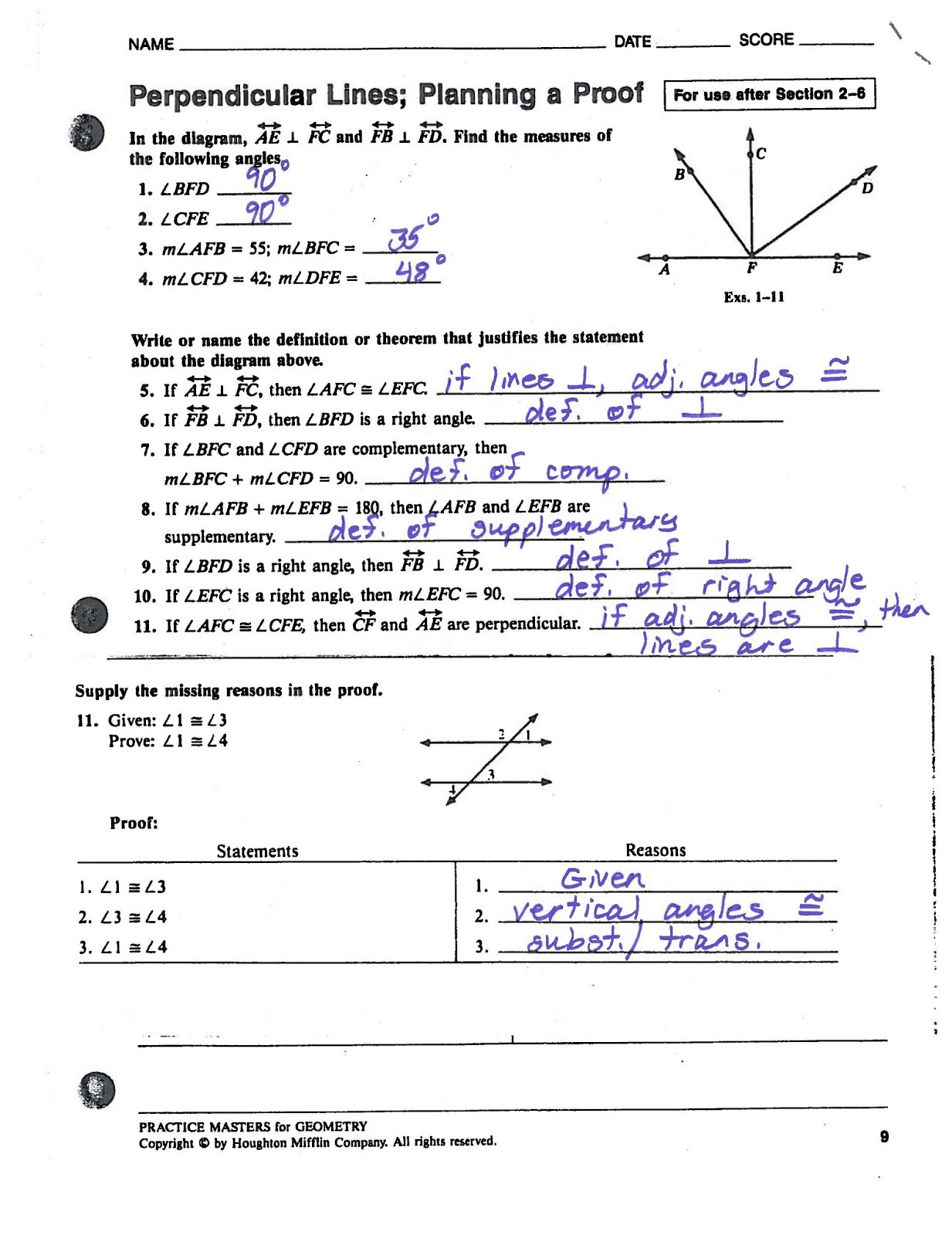 Geometry Proof Practice Worksheet Mr Landers Math Classes Hhs 2017