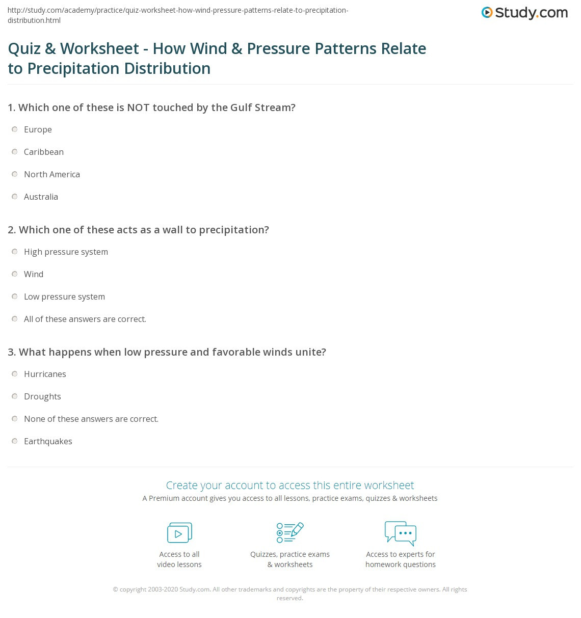Global Wind Patterns Worksheet Quiz &amp; Worksheet How Wind &amp; Pressure Patterns Relate to