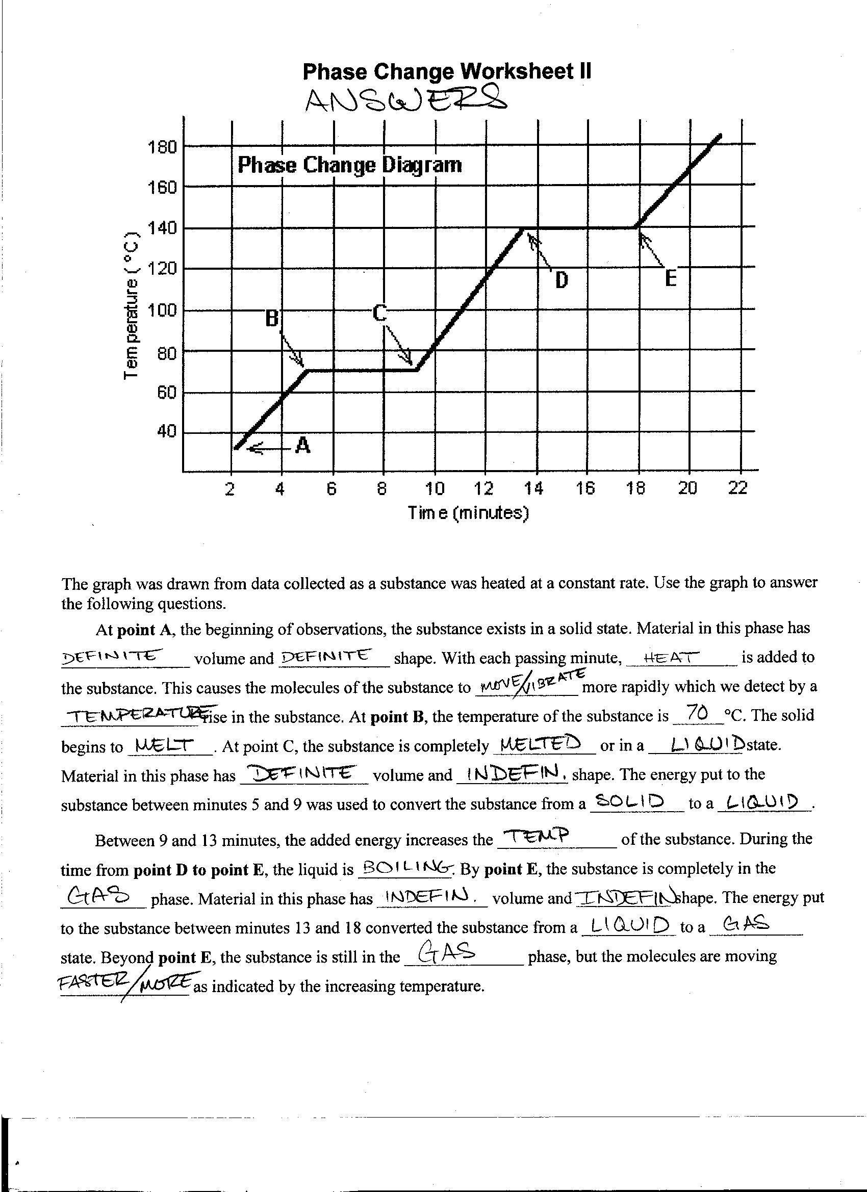 Heating Curve Worksheet Answers Foothill High School