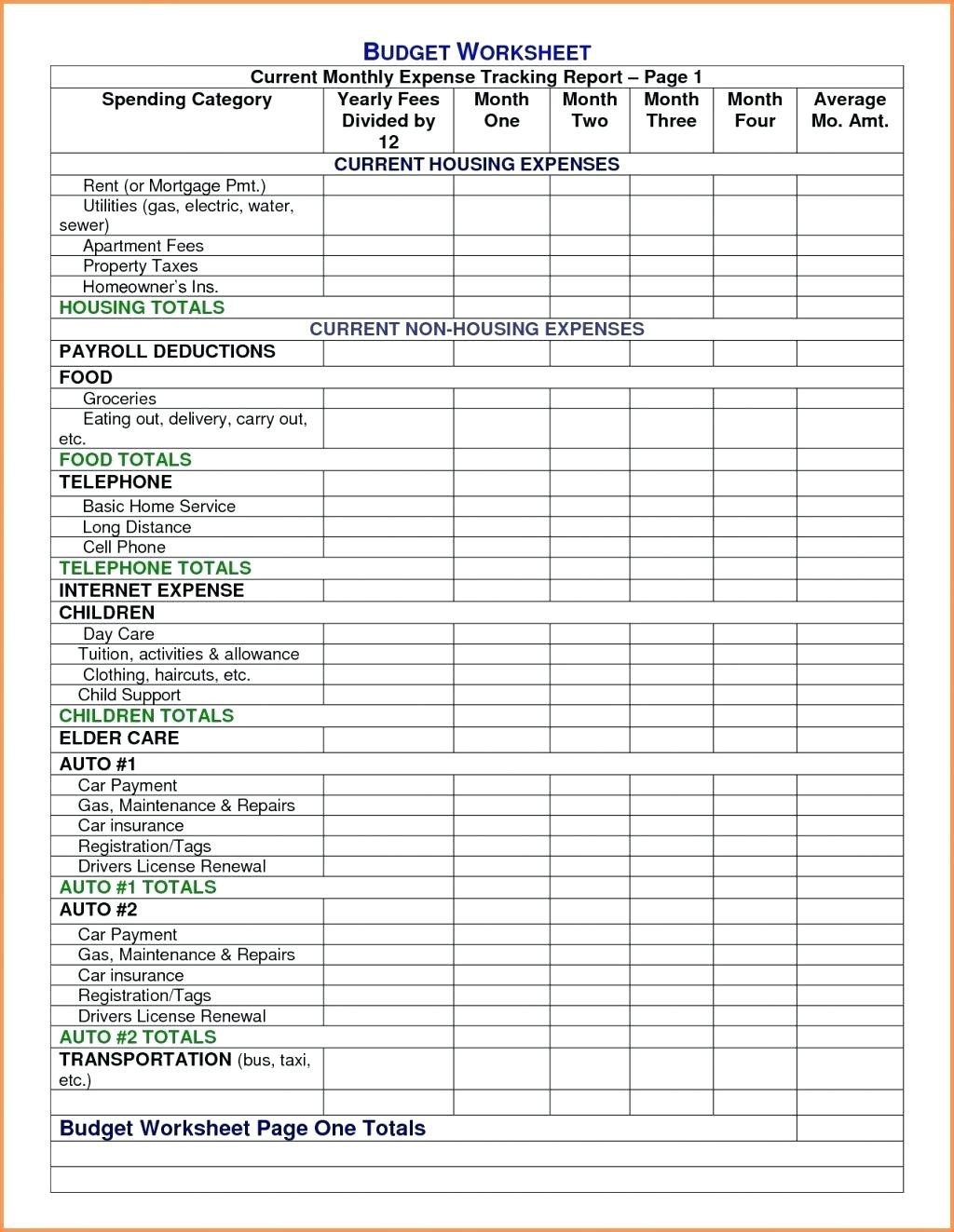 Home Daycare Tax Worksheet Expense Tracking Spreadsheet Google Sheets Monthly Sheet for