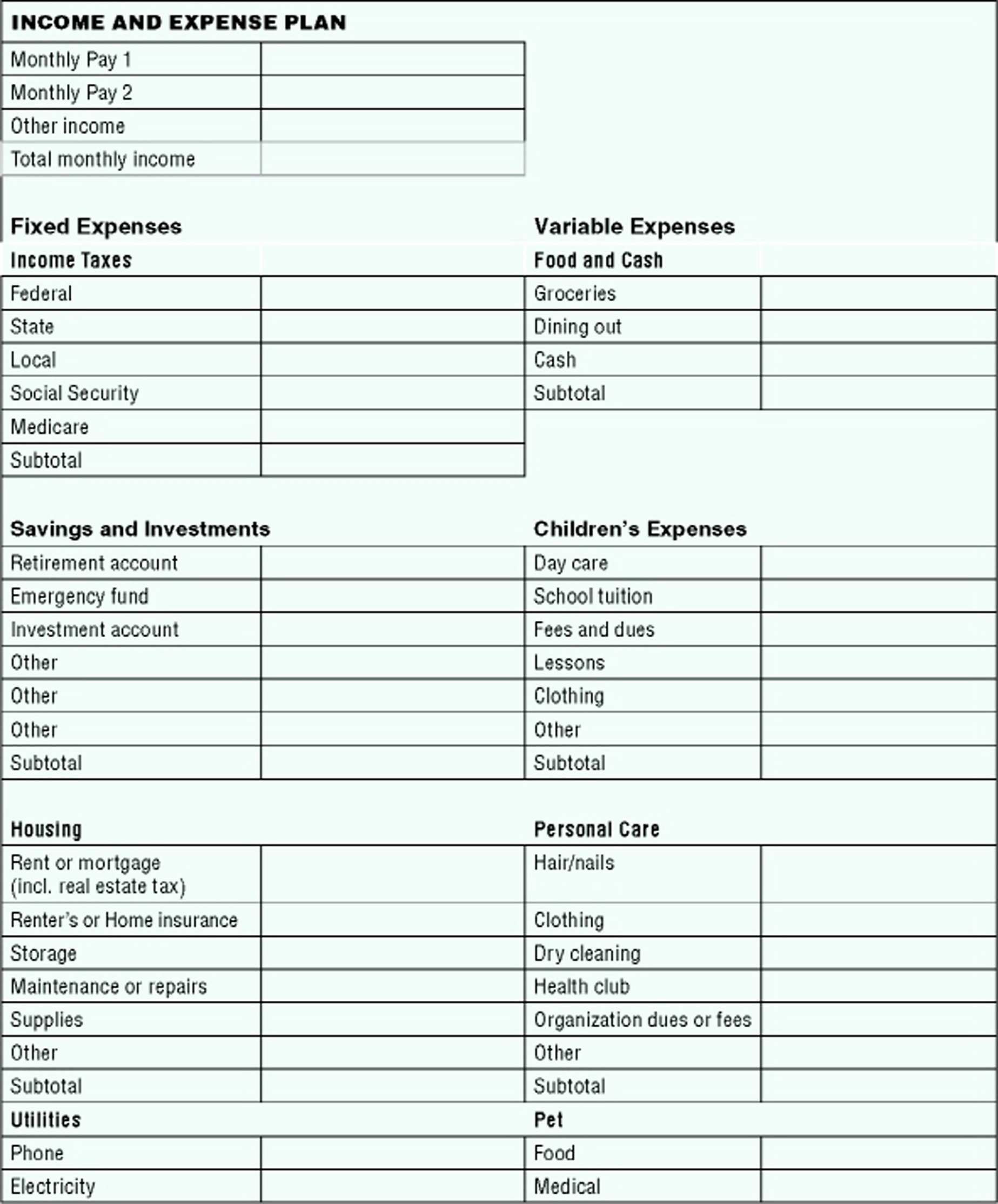Home Daycare Tax Worksheet Unique Expense Excel Template Exceltemplate Xls