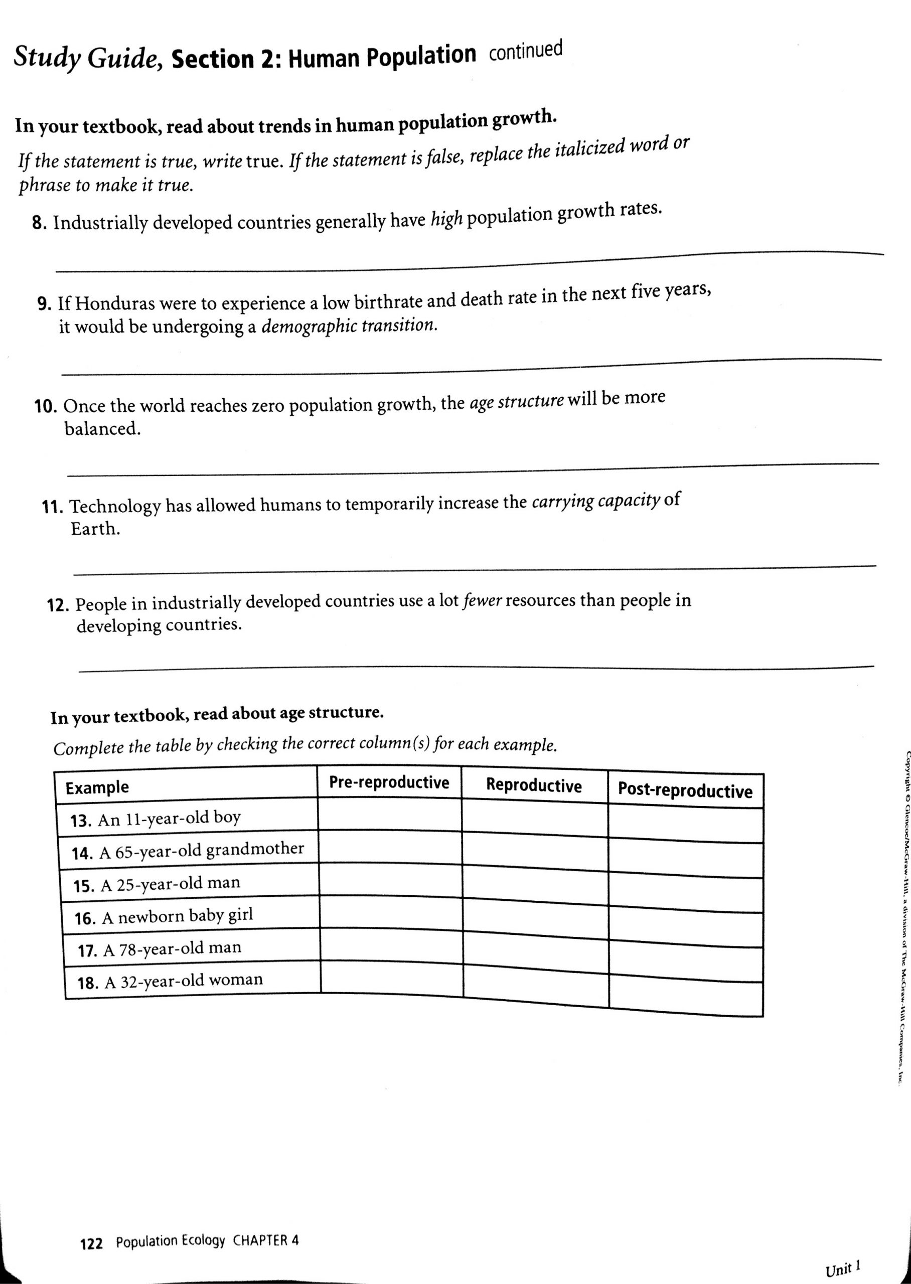 Human Population Growth Worksheet Population Munity and Ecosystem Worksheet Answer Key