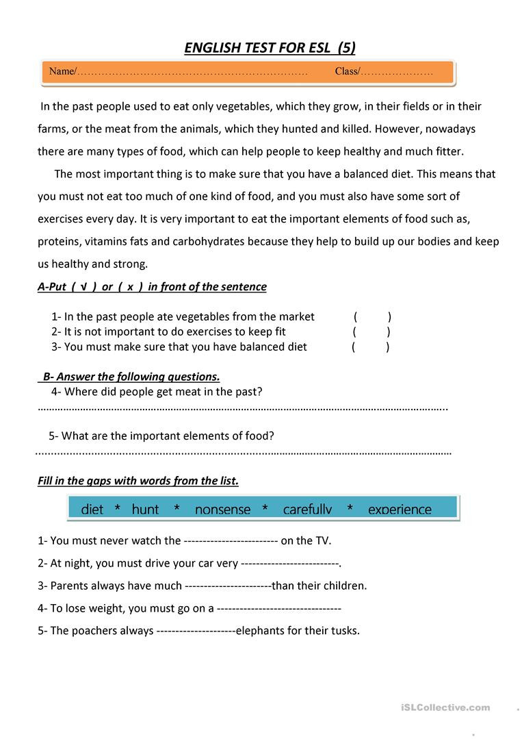 Hunting the Elements Worksheet Answers English Test 5 English Esl Worksheets for Distance